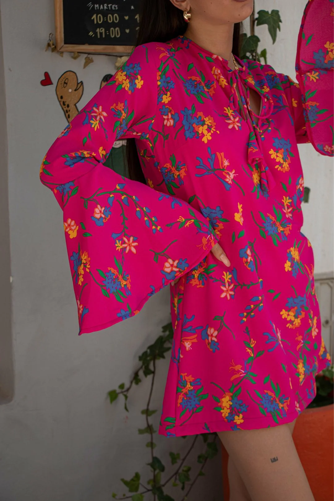 ALETA Bell Sleeve Mini Dress - Pink Panther - Image 4