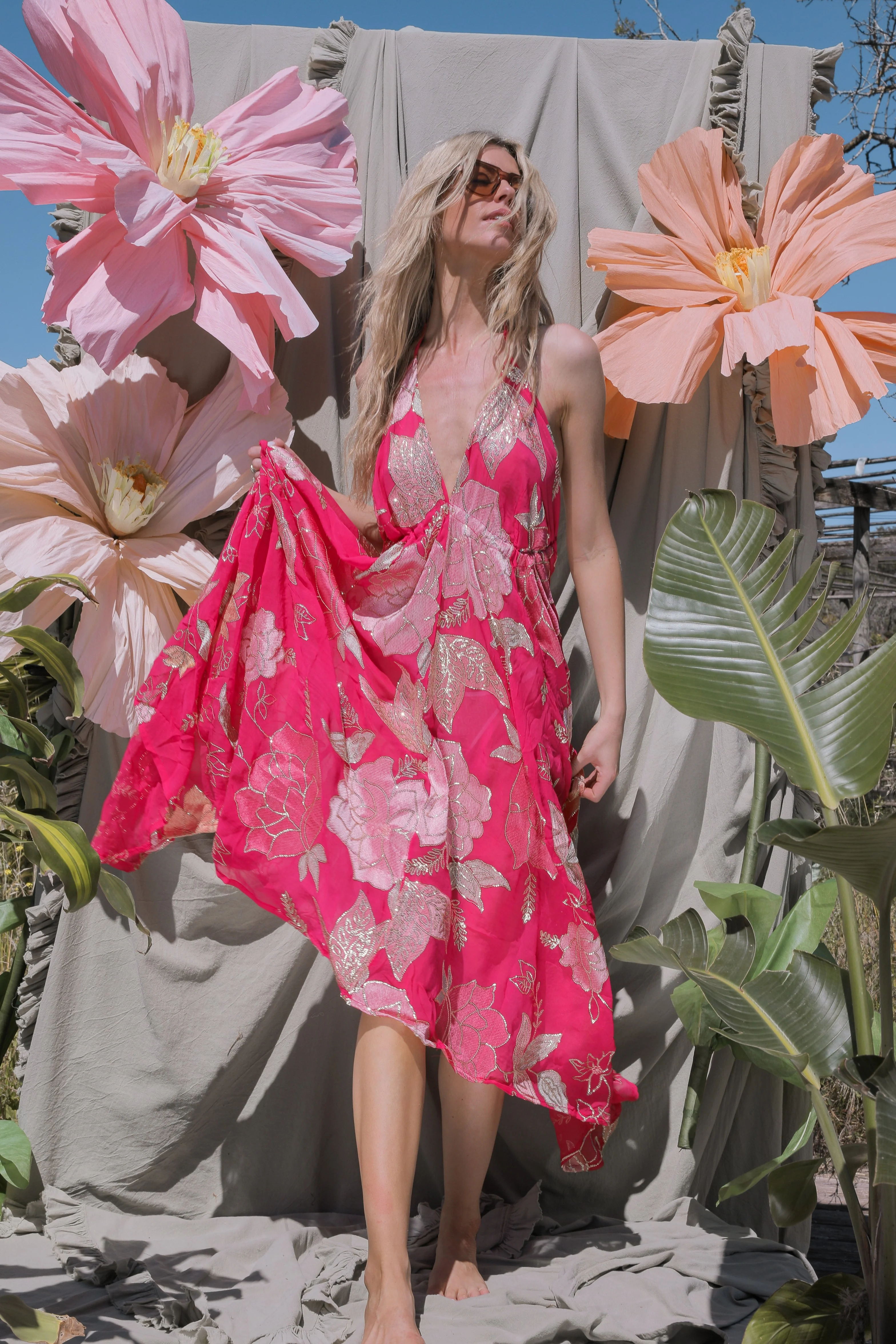 Ariella Halterneck dress - Hot Pink - Image 2