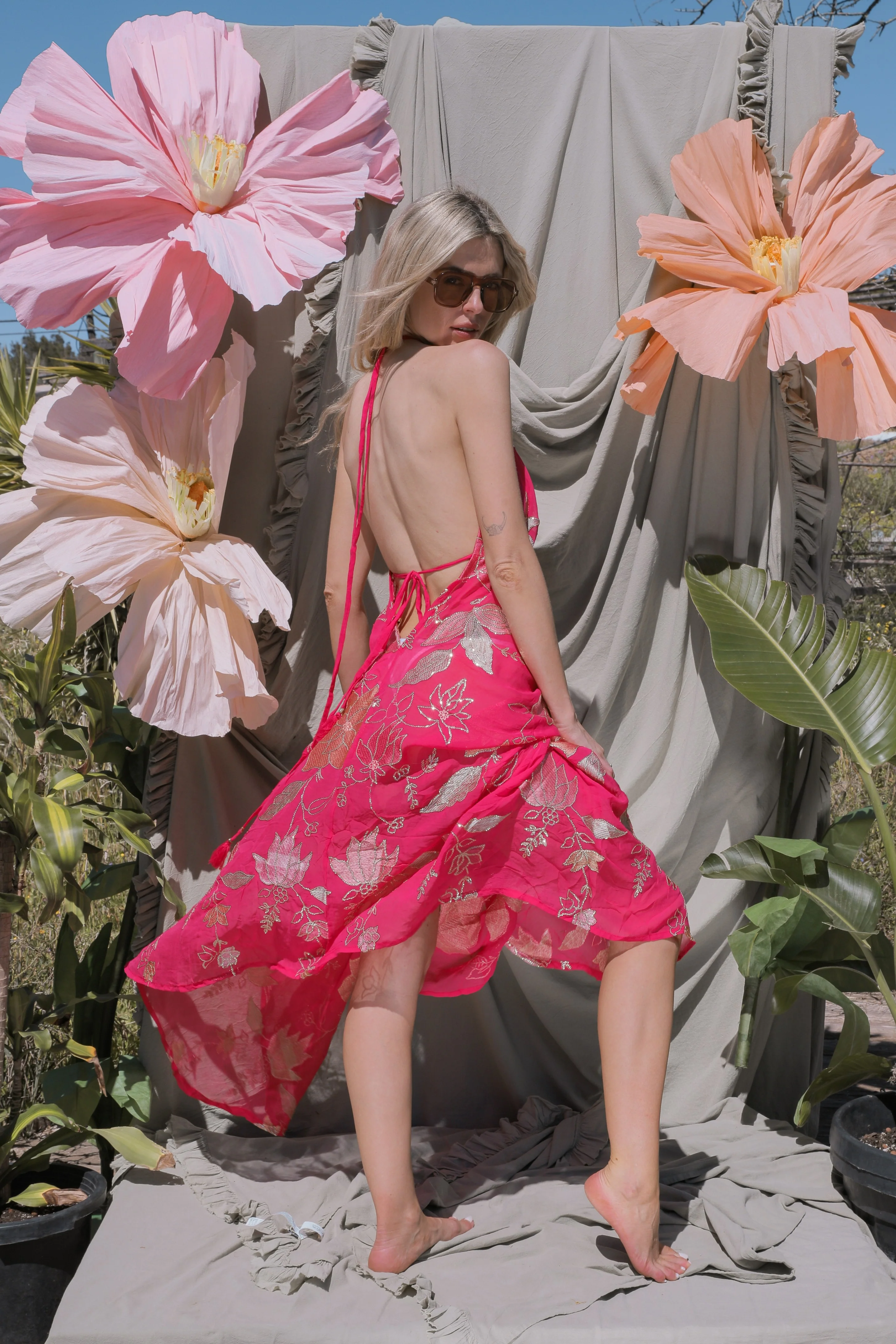 Ariella Halterneck dress - Hot Pink - Image 4