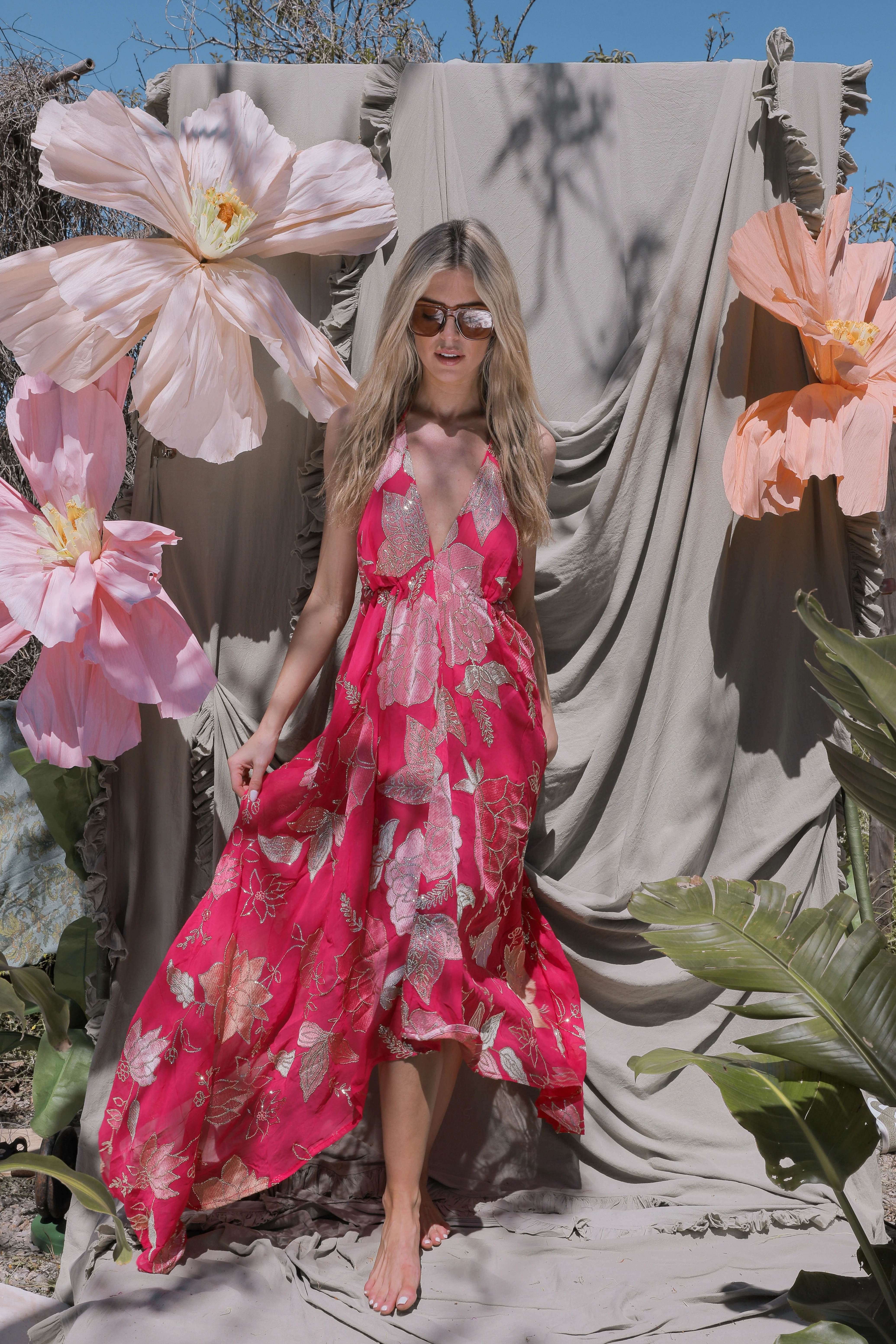 Ariella Halterneck dress - Hot Pink - Image 5