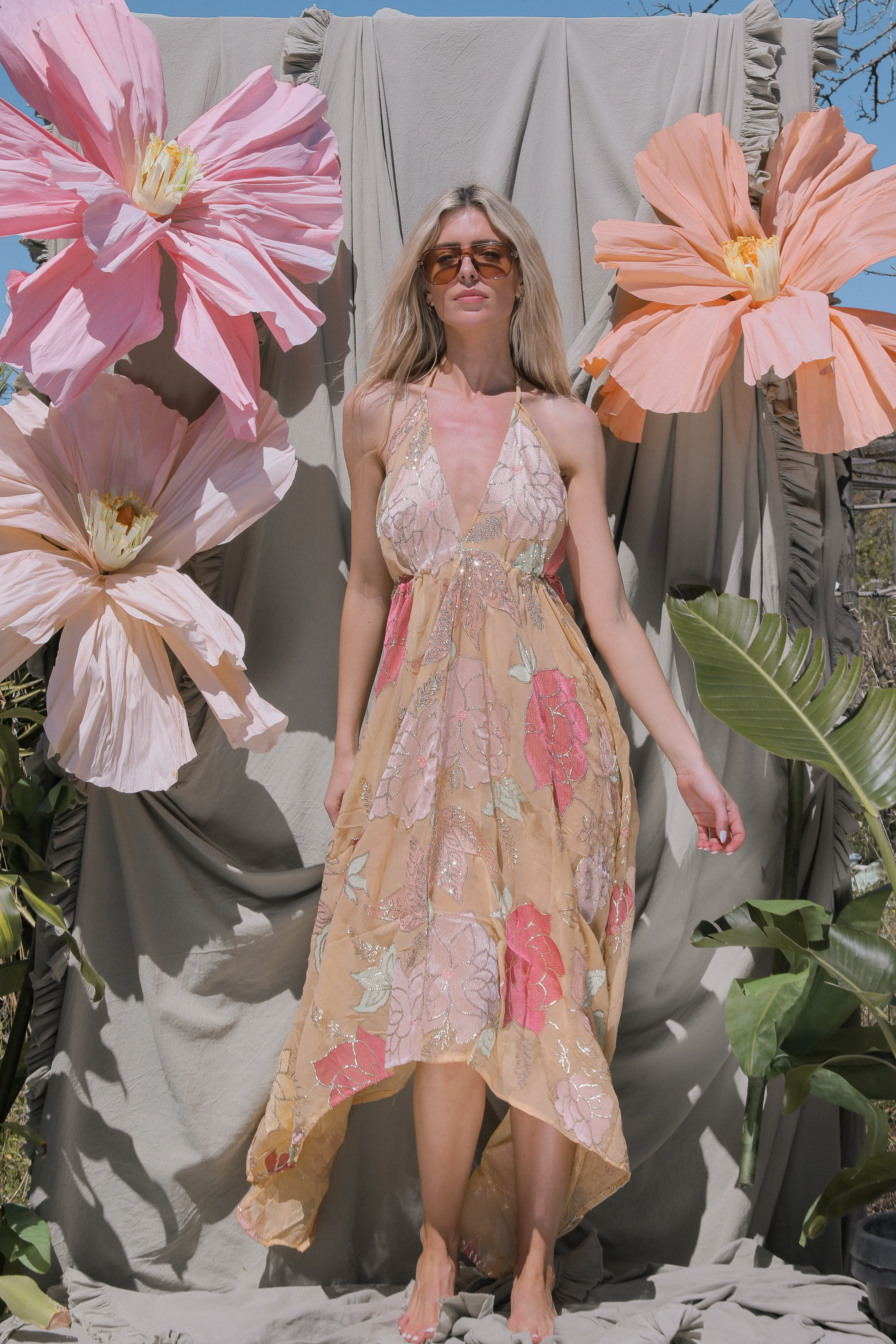 Ariella Halterneck dress - Light Nude - Image 3