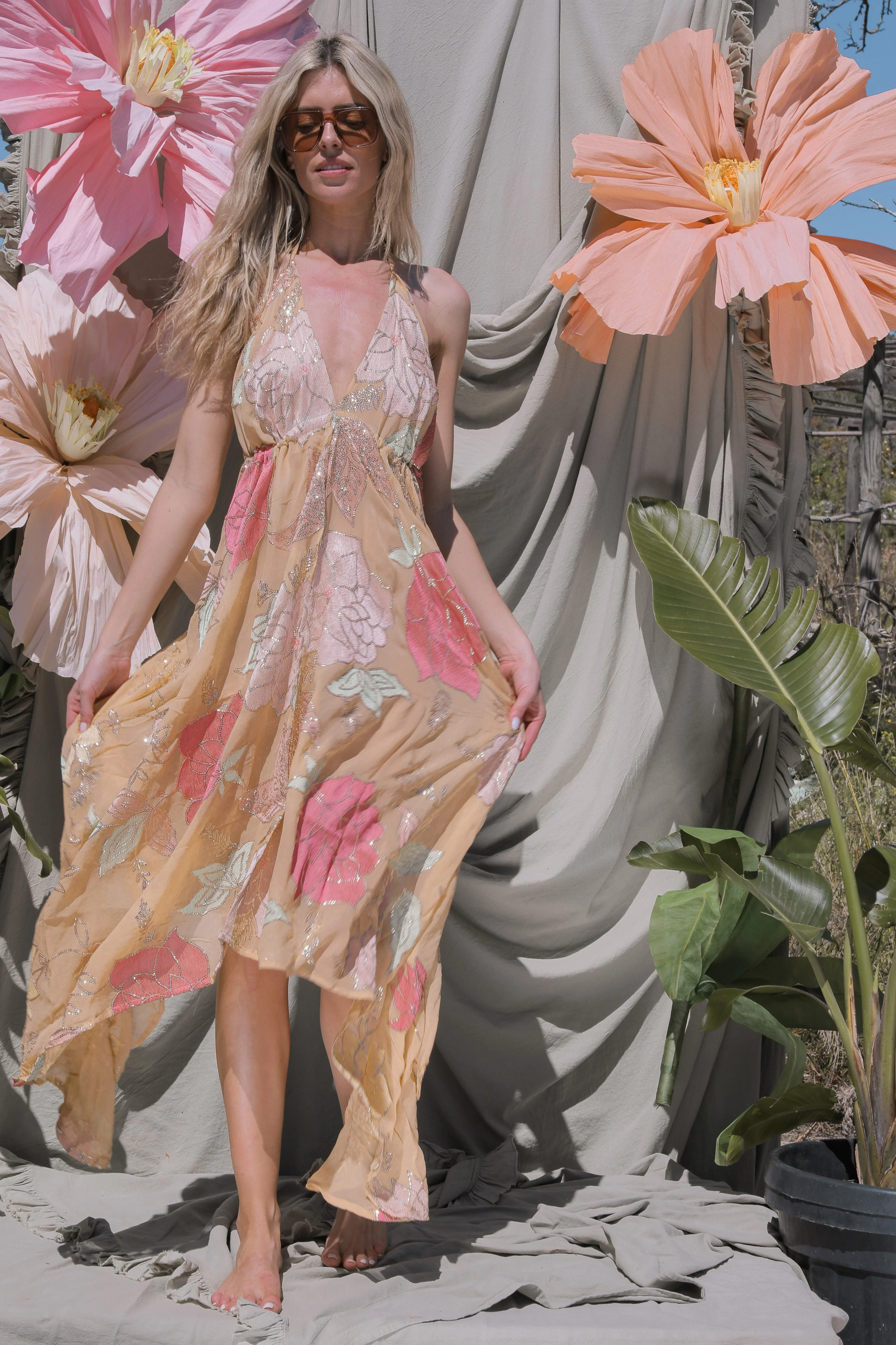 Ariella Halterneck dress - Light Nude - Image 5