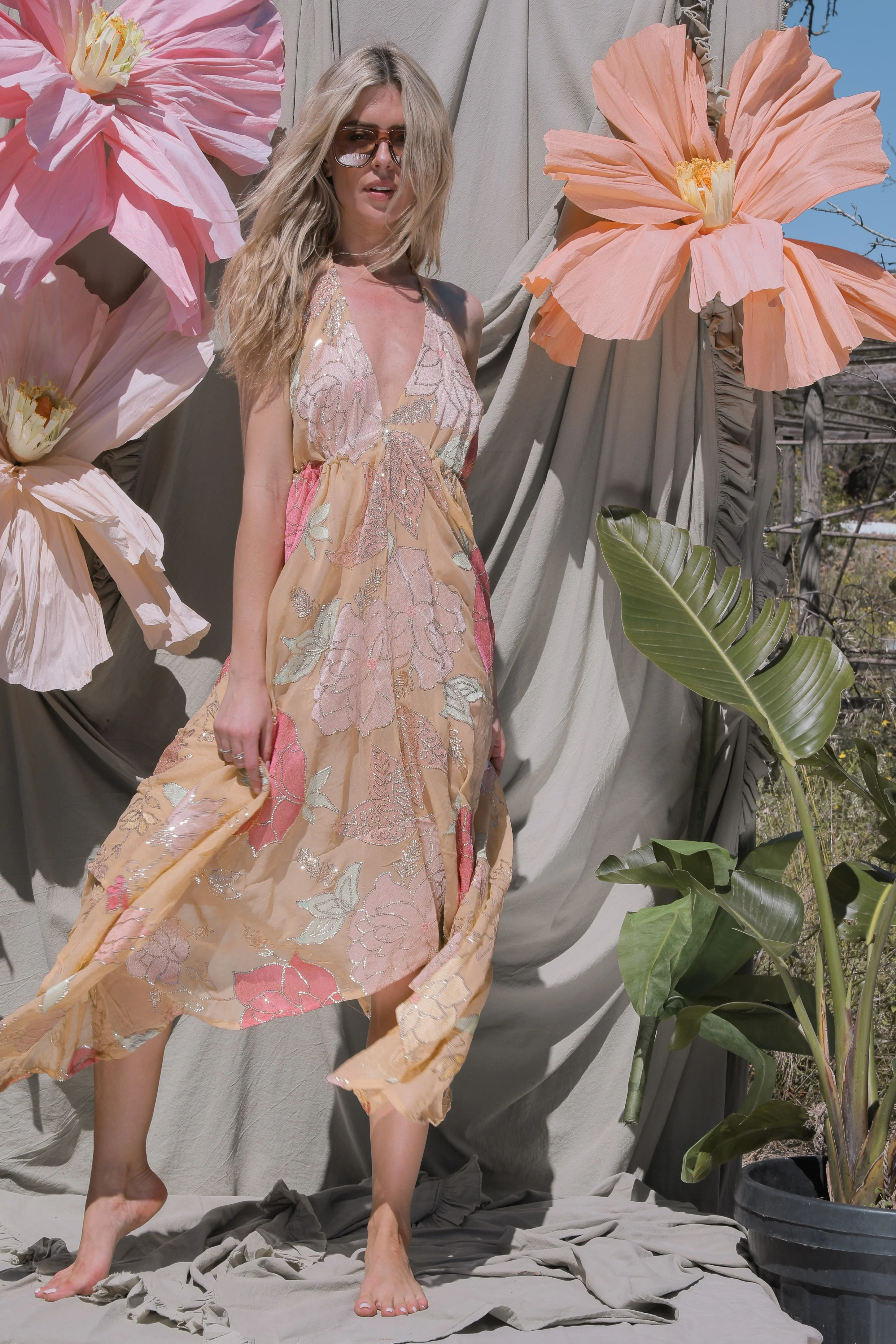 Ariella Halterneck dress - Light Nude - Image 6