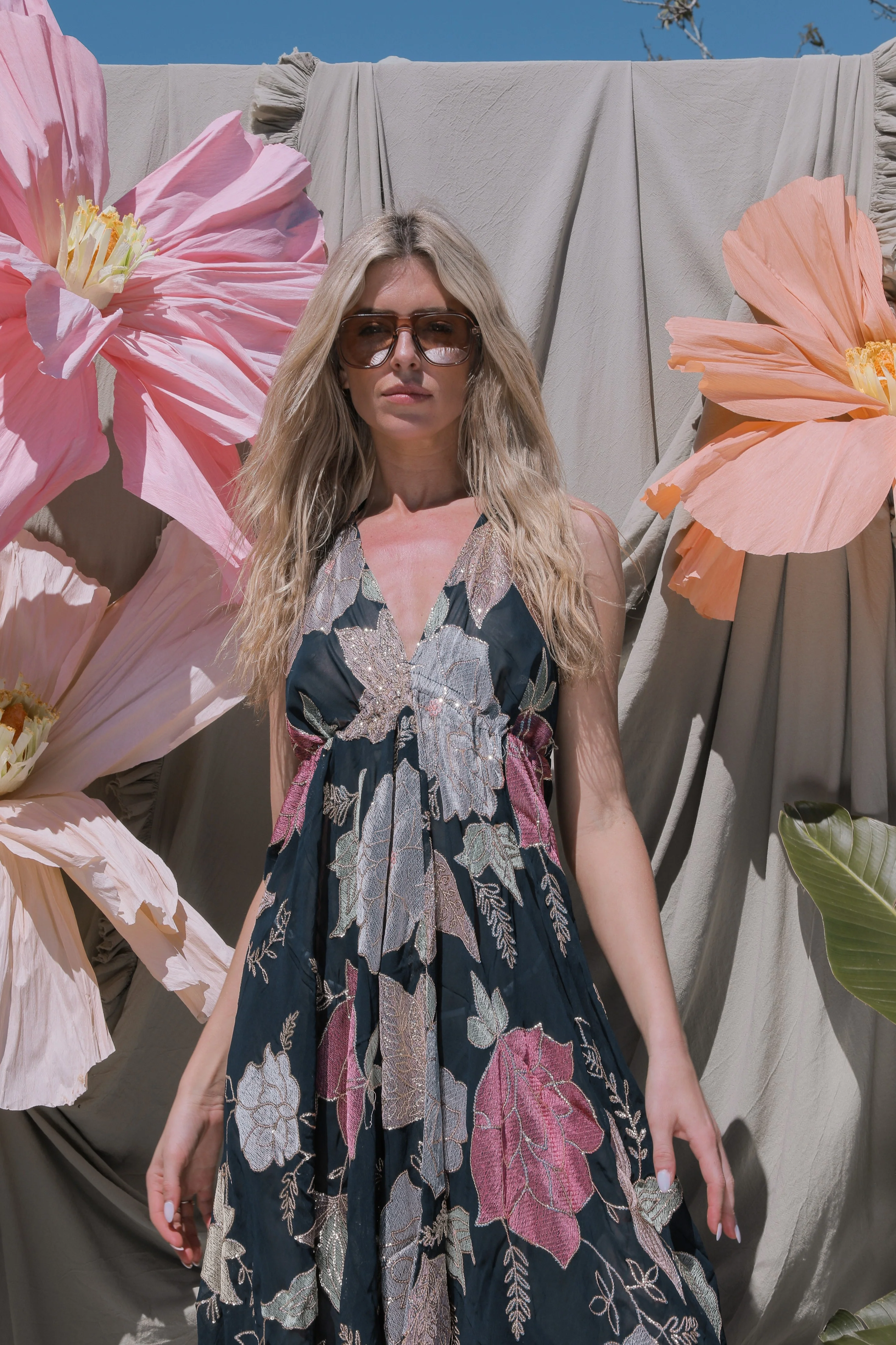 Ariella Halterneck dress - Navy - Image 4