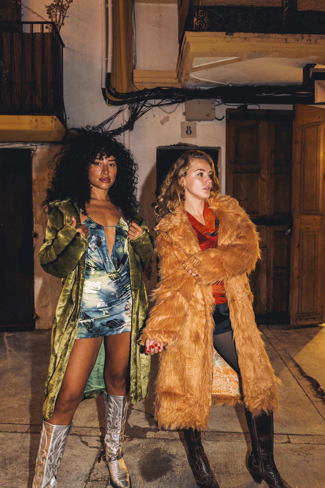 BUFFY Faux Fur Coat in Sage Green - Image 7