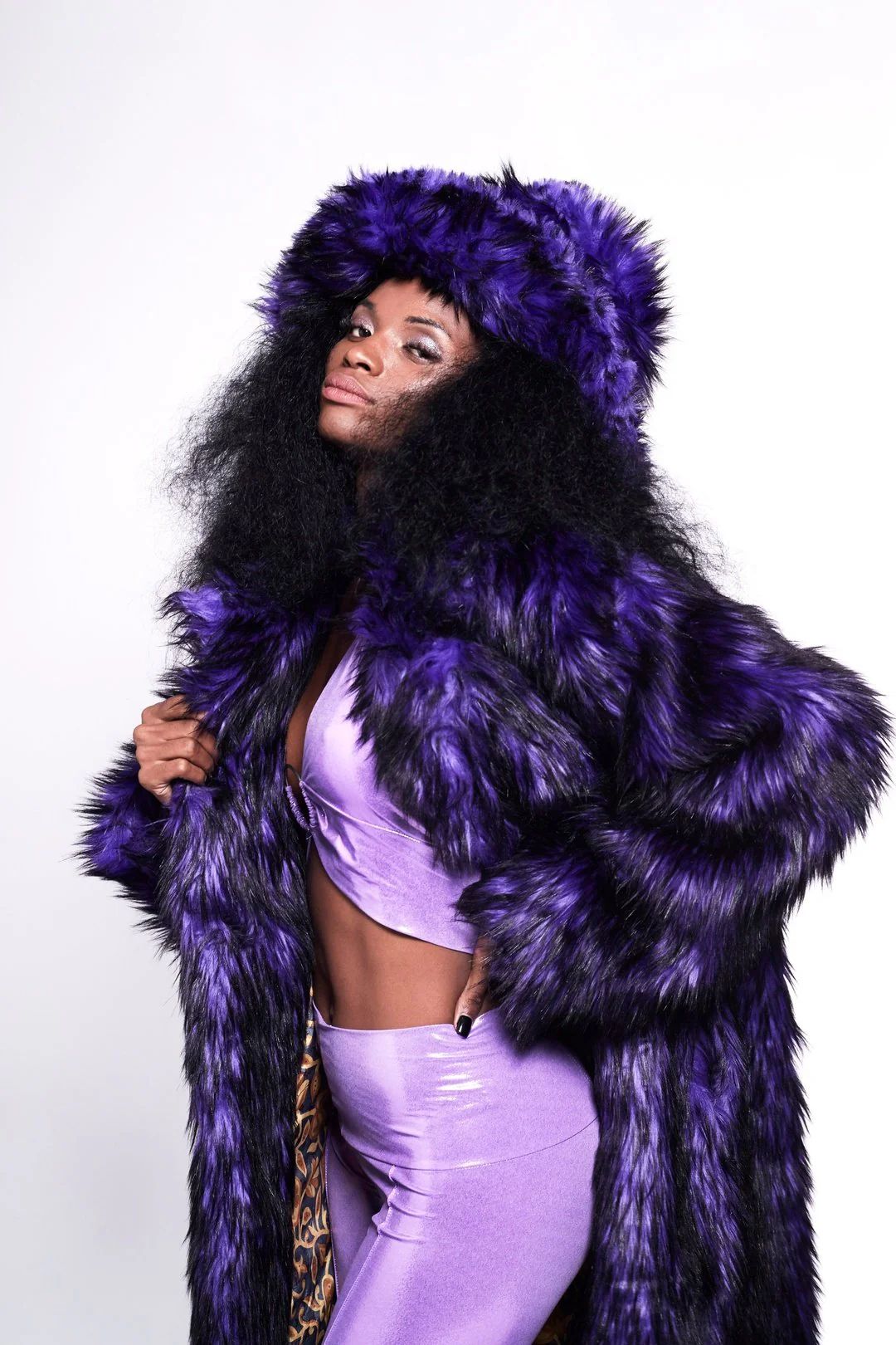 BUFFY Faux Fur Coat - Purple Rain - Image 12