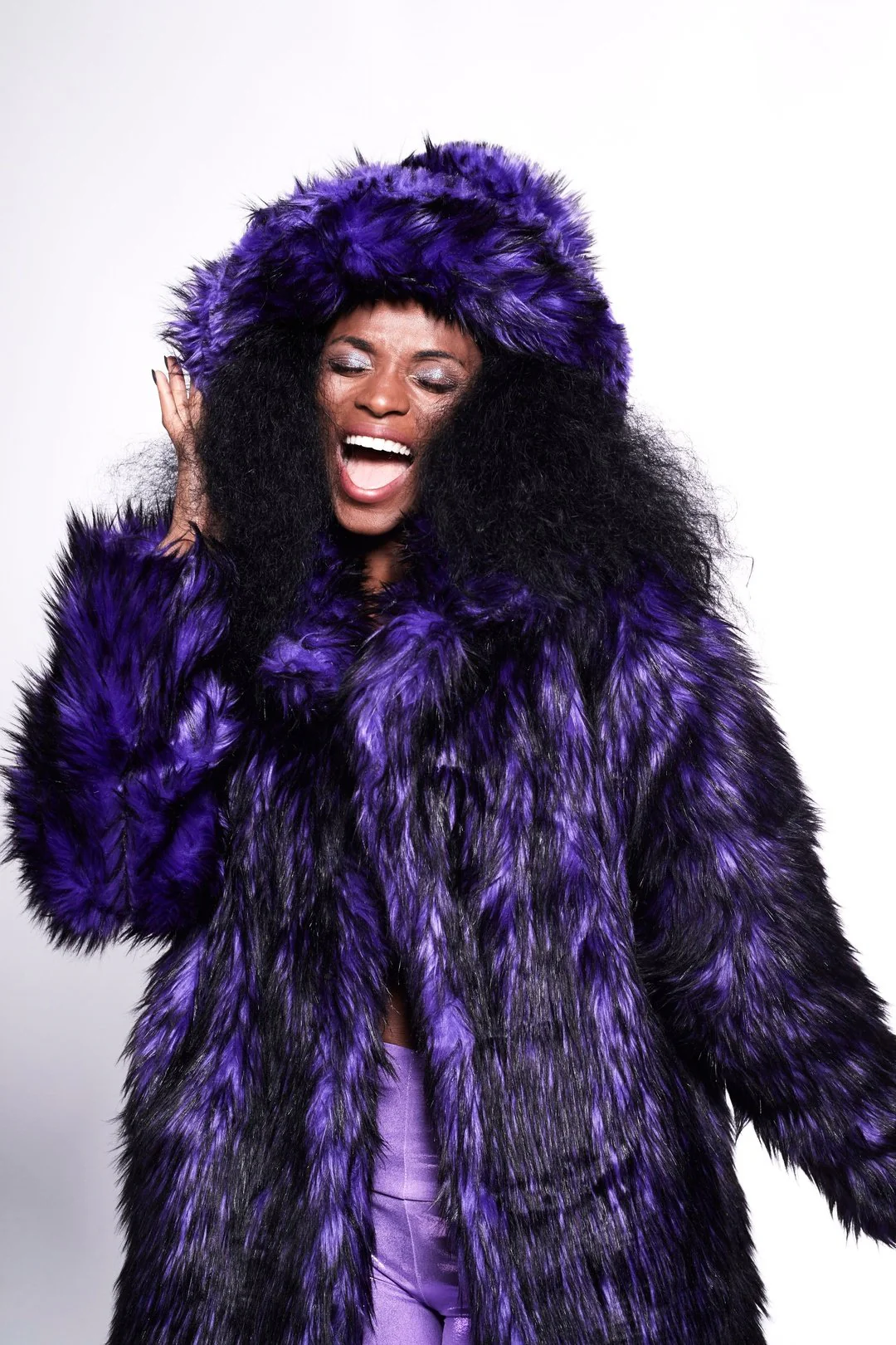 BUFFY Faux Fur Coat - Purple Rain - Image 4