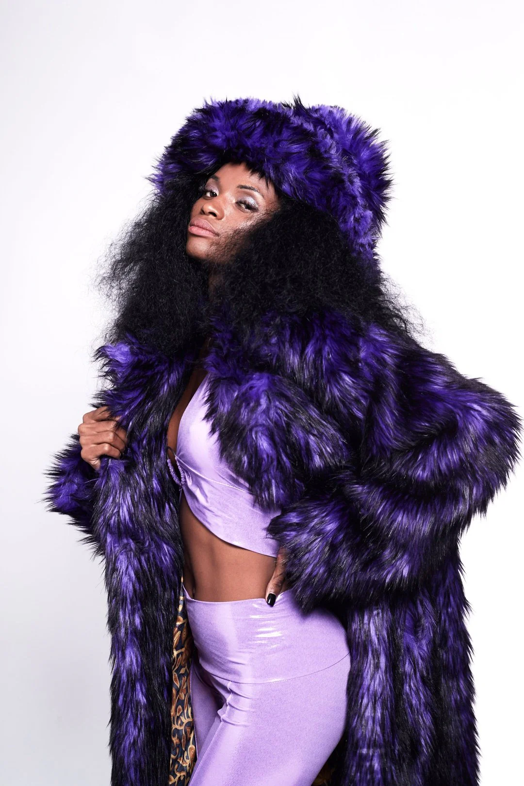 BUFFY Faux Fur Coat - Purple Rain - Image 9