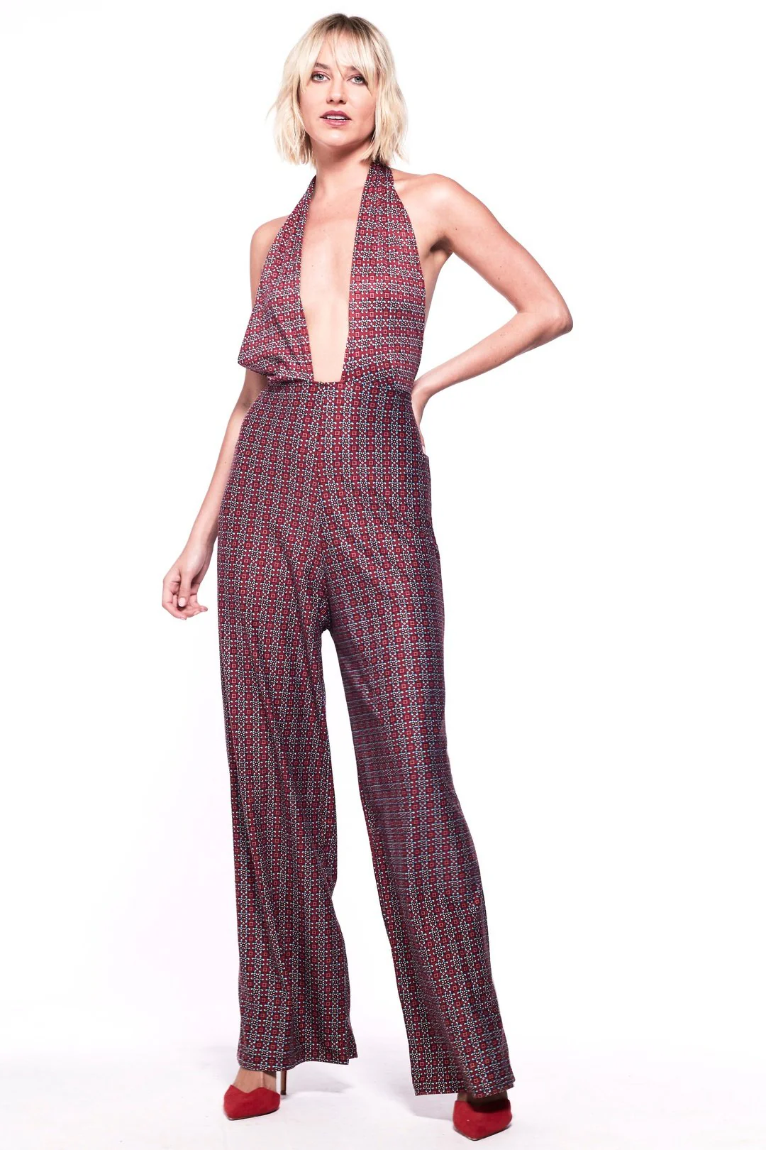 CANDI Jumpsuit - 70s Style  Plunge Halterneck - Image 2