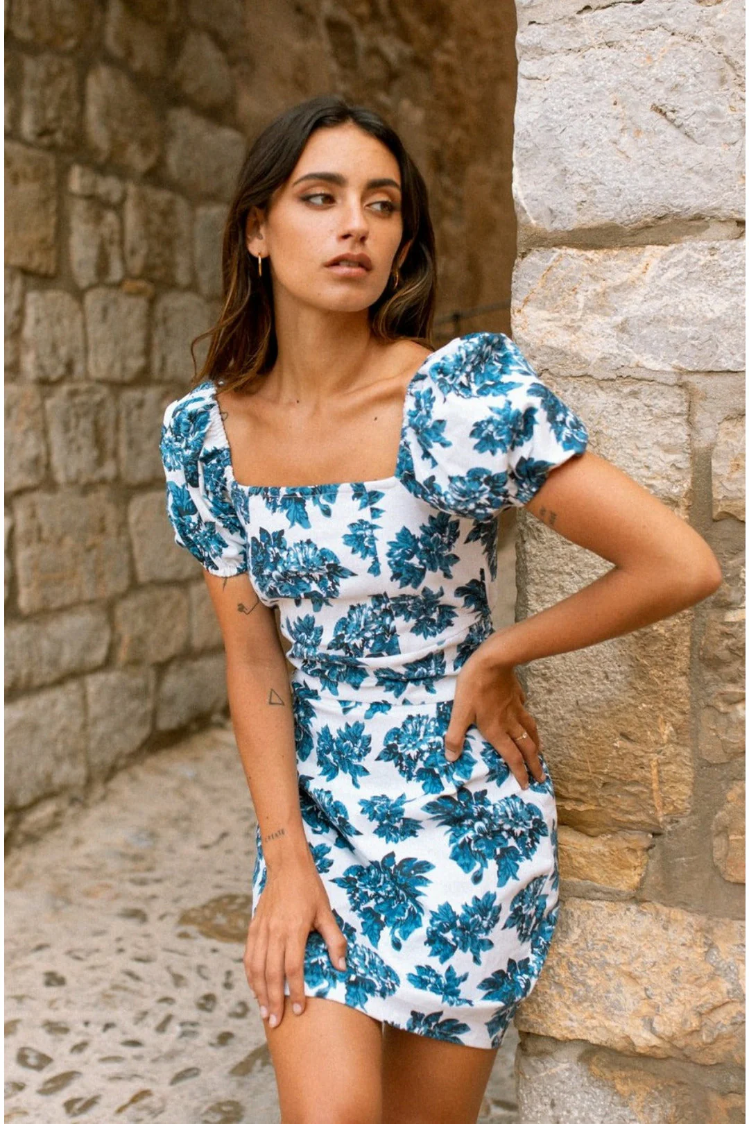CARLA Mini Dress - Blue floral