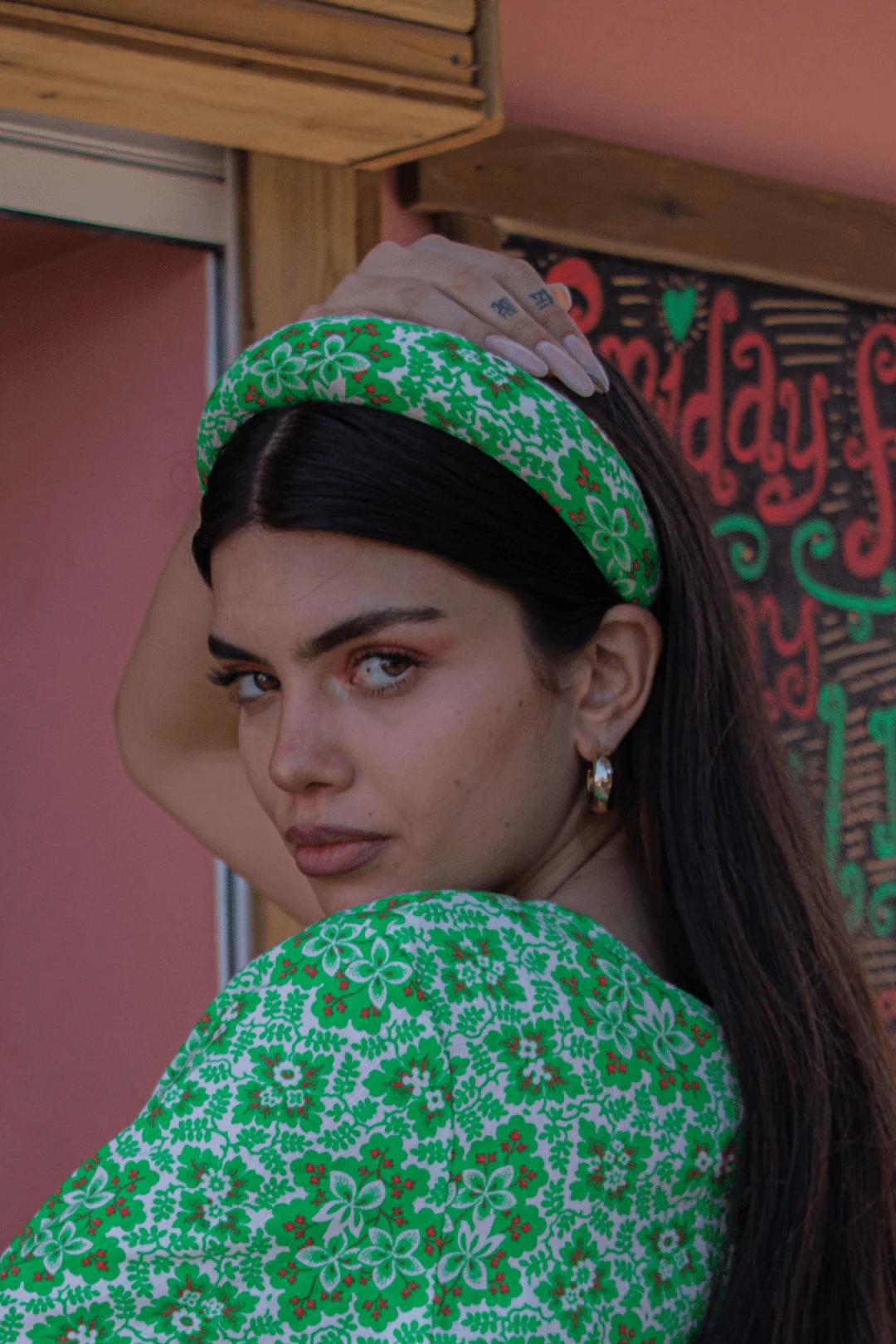 CHUNKY Alice Hair Band - Botanical Green - Image 3