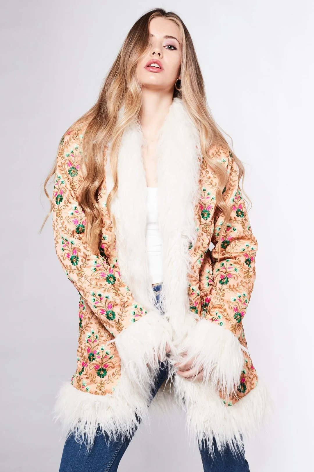 BONNIE Afghan Coat in Peach - Image 2
