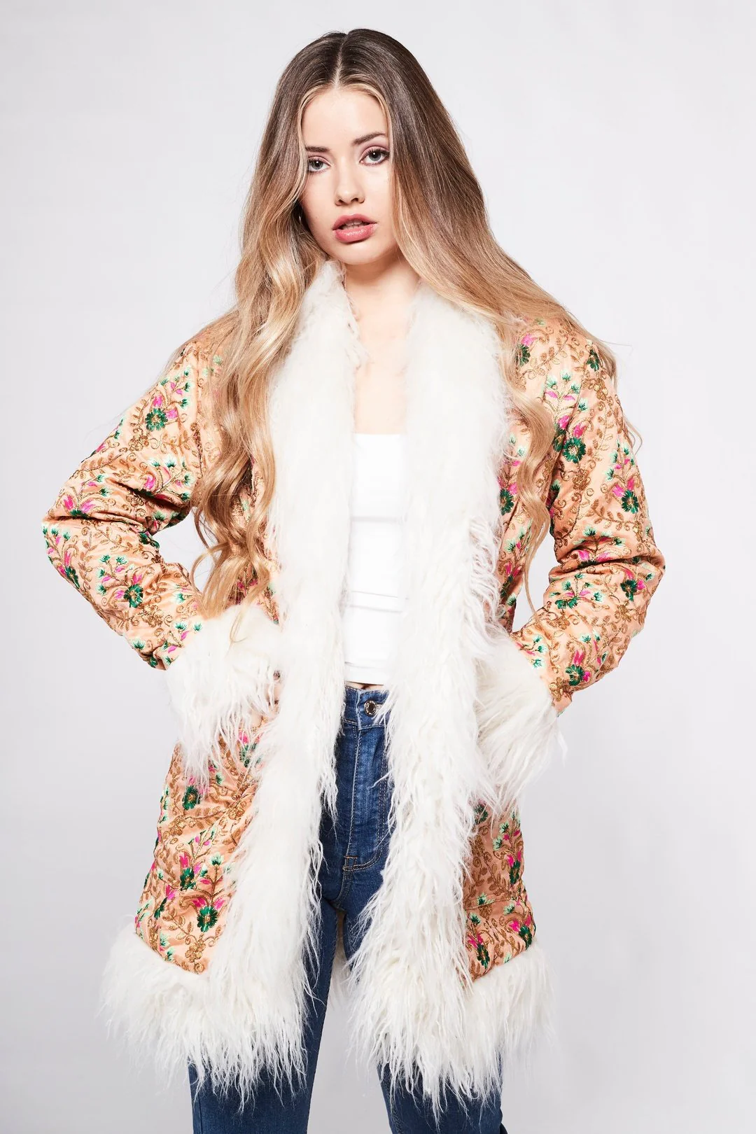 BONNIE Afghan Coat in Peach - Image 3