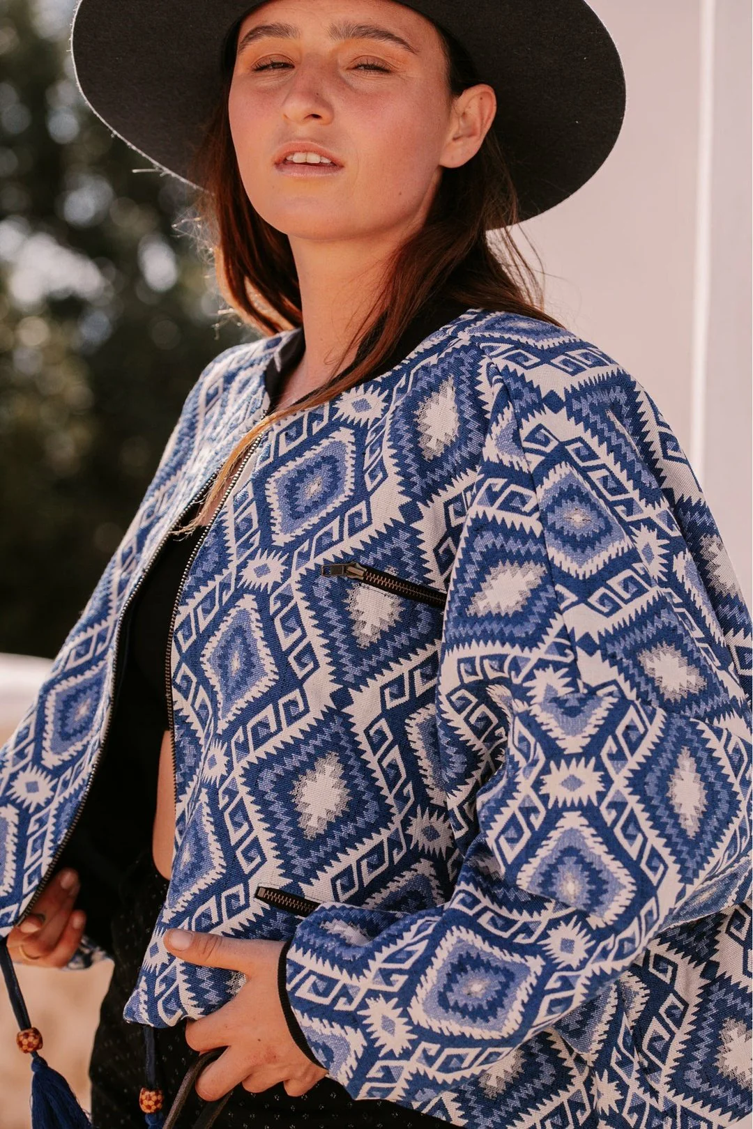 DION Bomber - Blue Woven Aztec - Image 3