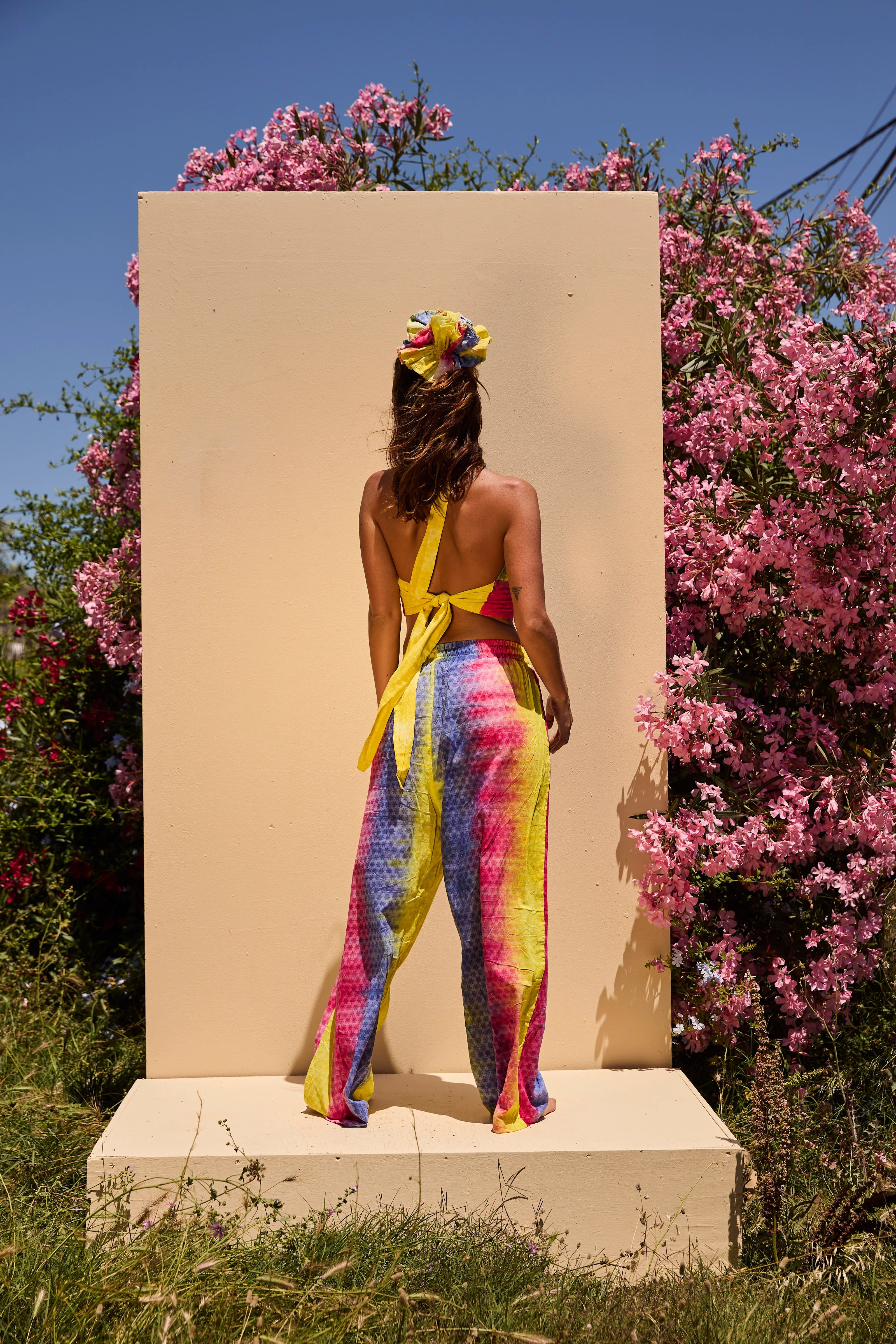 Double Ruffle scrunchie - Bright Yellow Tiedye - Image 4
