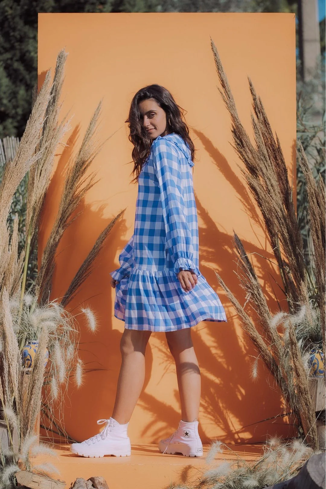 ELSIE Gingham Oversized Collar Dress - Image 2