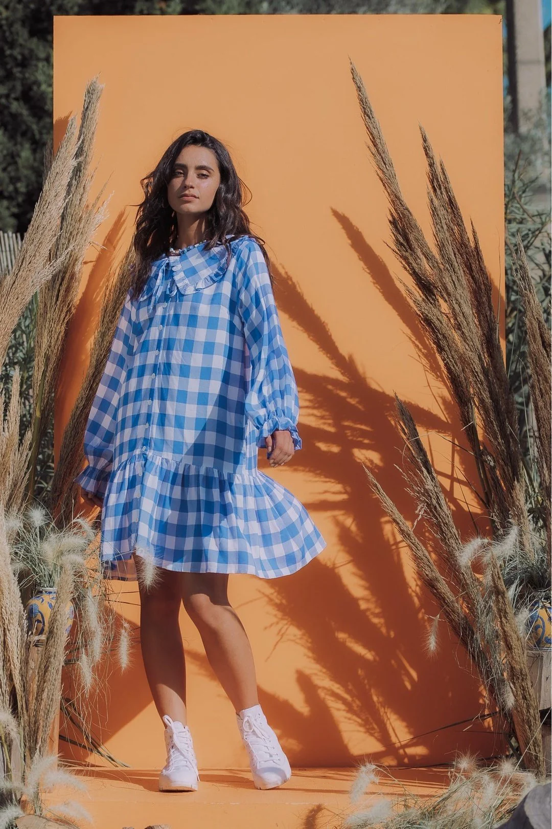 ELSIE Gingham Oversized Collar Dress - Image 4