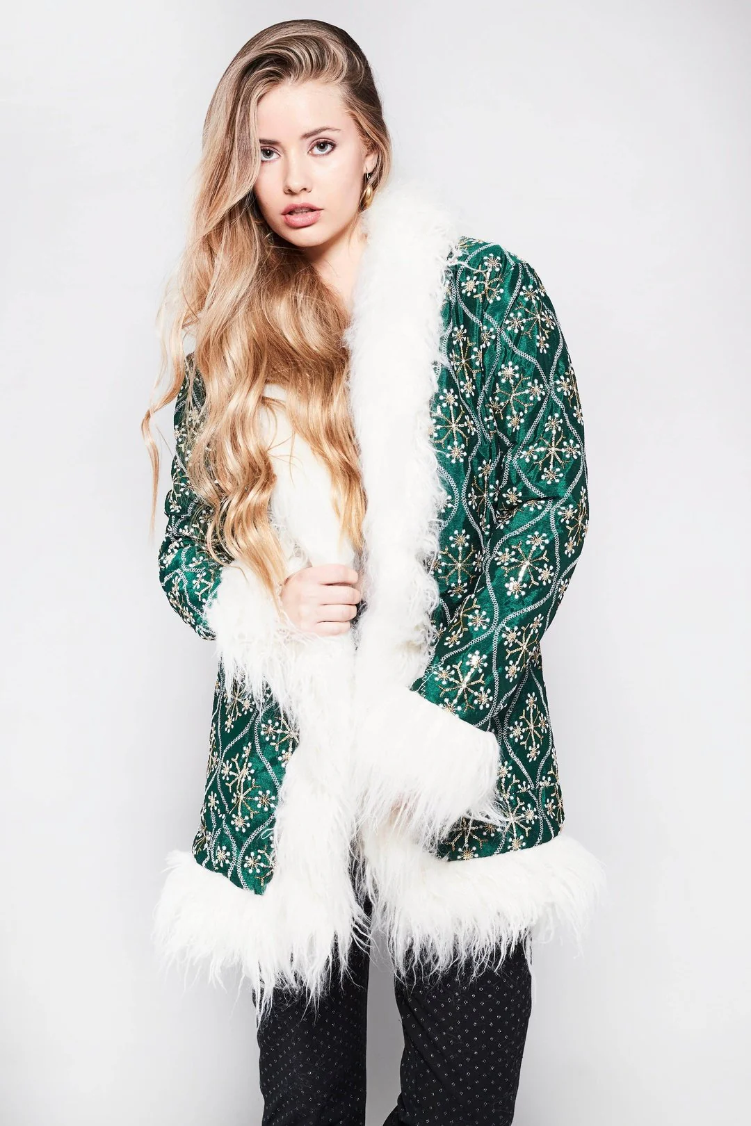 BONNIE Afghan Coat in Dark Emerald Green - Image 2