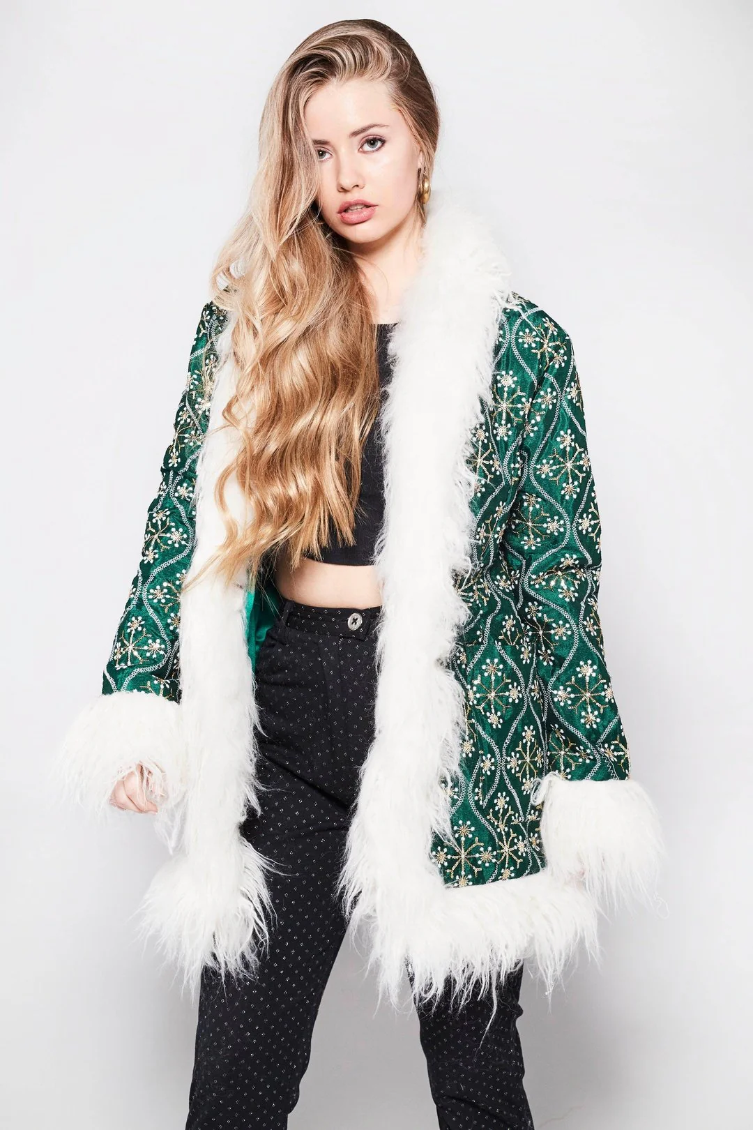 BONNIE Afghan Coat in Dark Emerald Green - Image 3