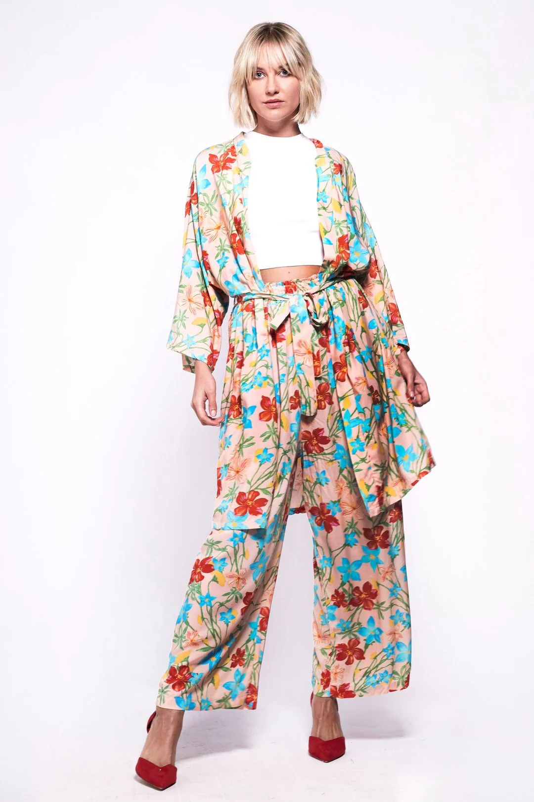 FORTY WINKS Tropical Peach Kimono Twinset