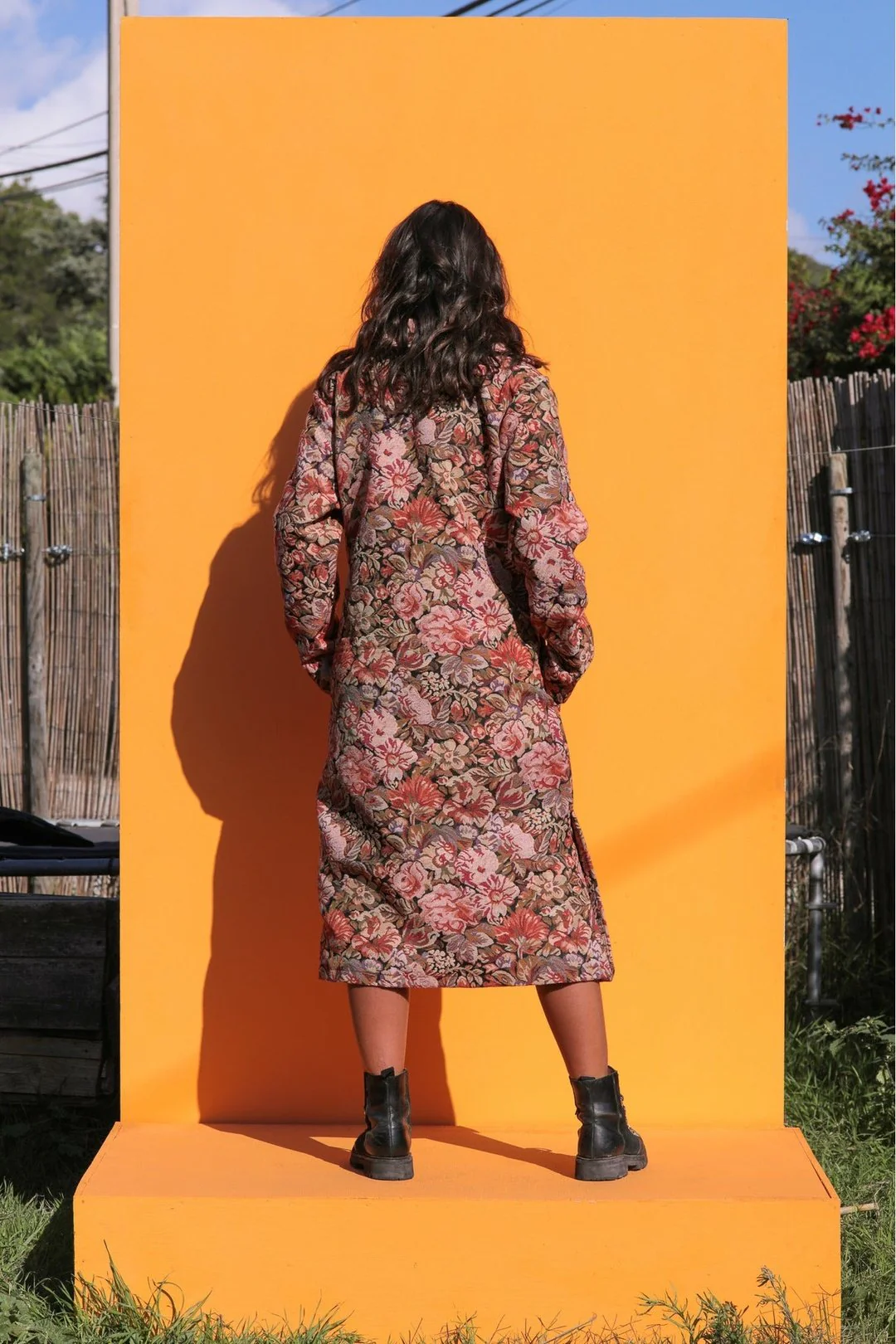 GRANDMA'S CURTAINS Woven Retro Floral Trench Jacket - Image 4