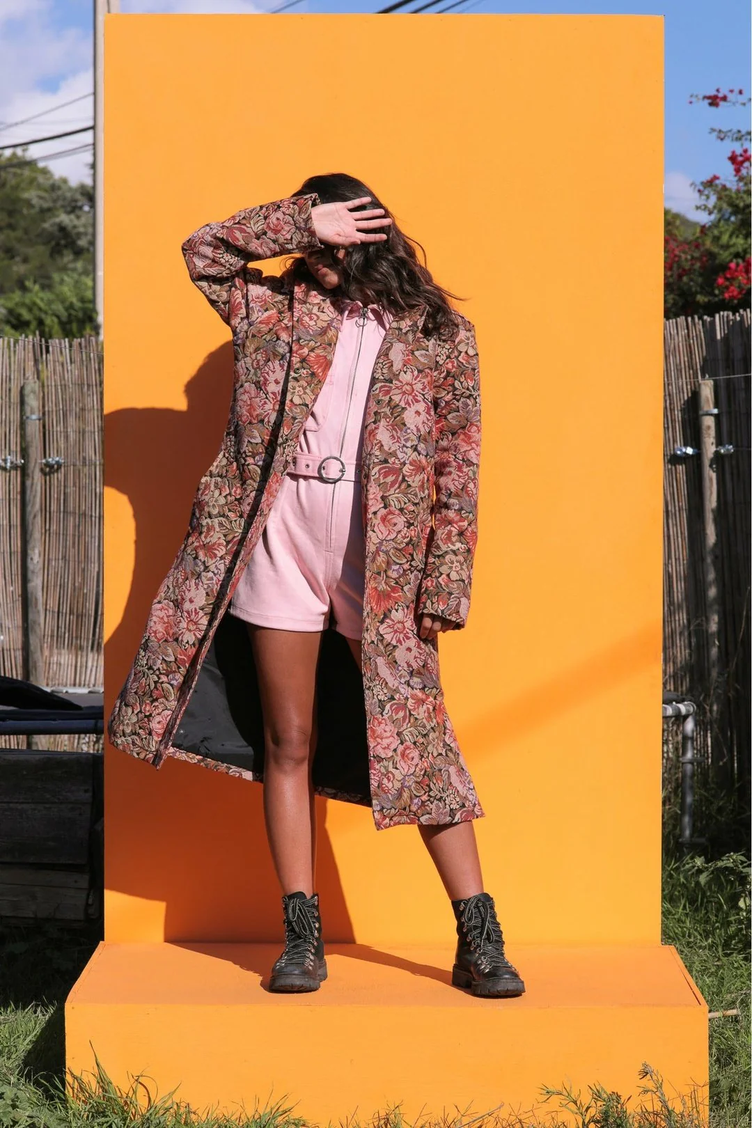 GRANDMA'S CURTAINS Woven Retro Floral Trench Jacket - Image 5