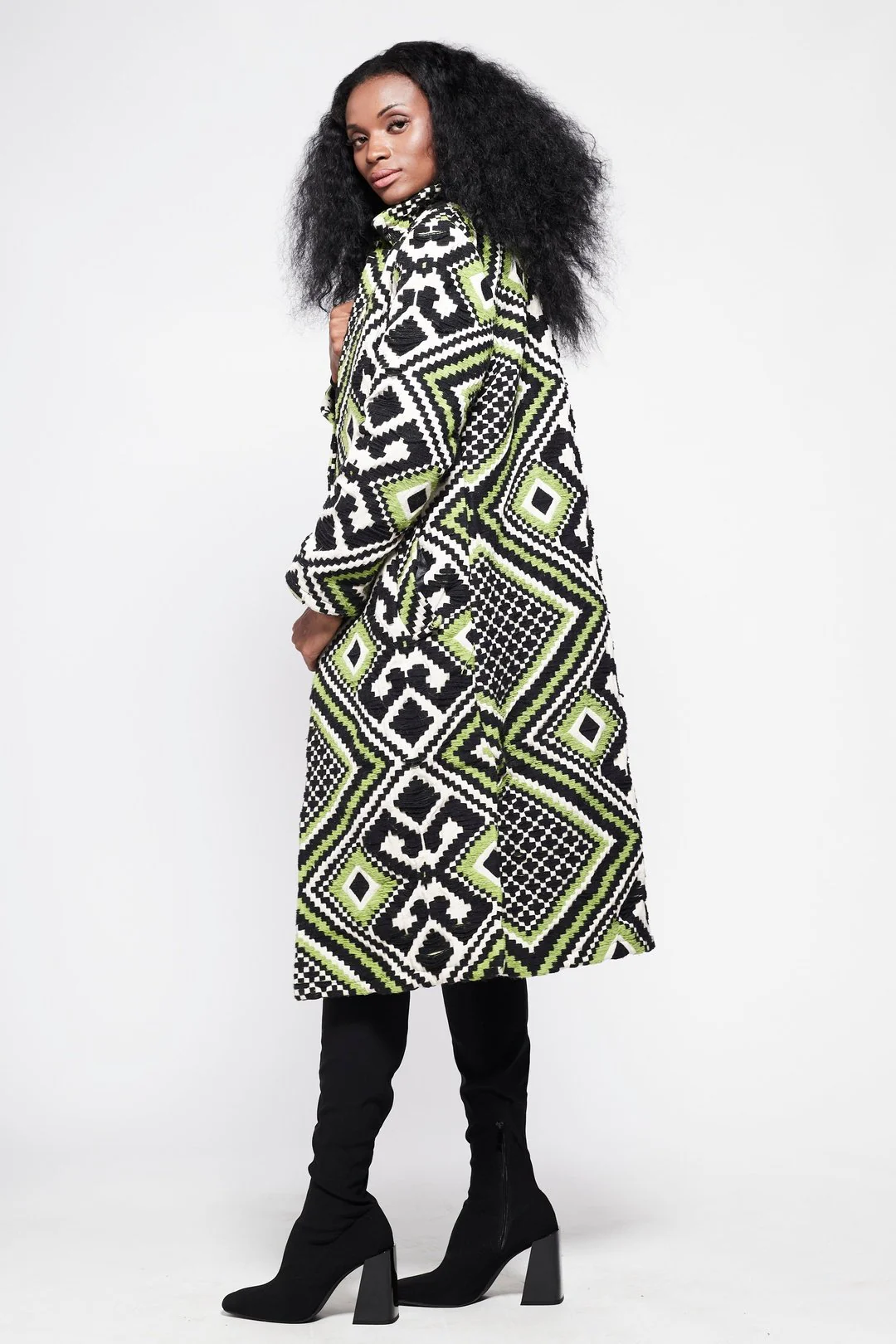 GREEN GEO Trench Jacket - Image 3