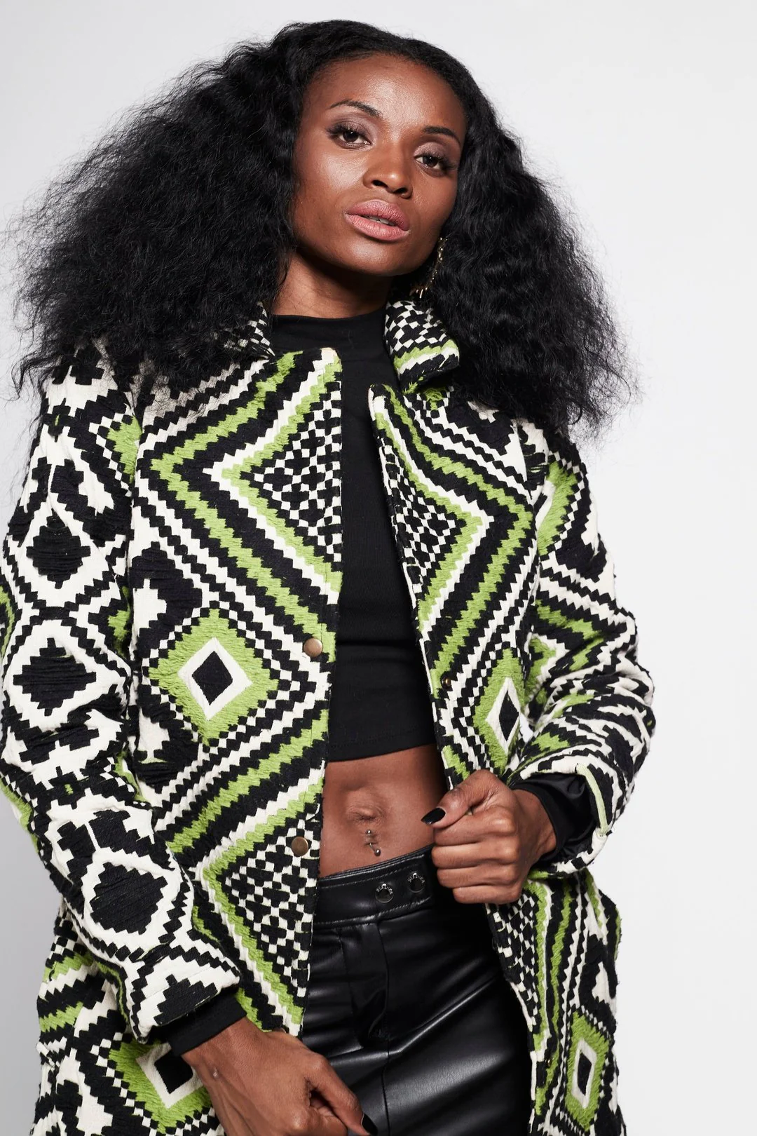 GREEN GEO Trench Jacket - Image 4