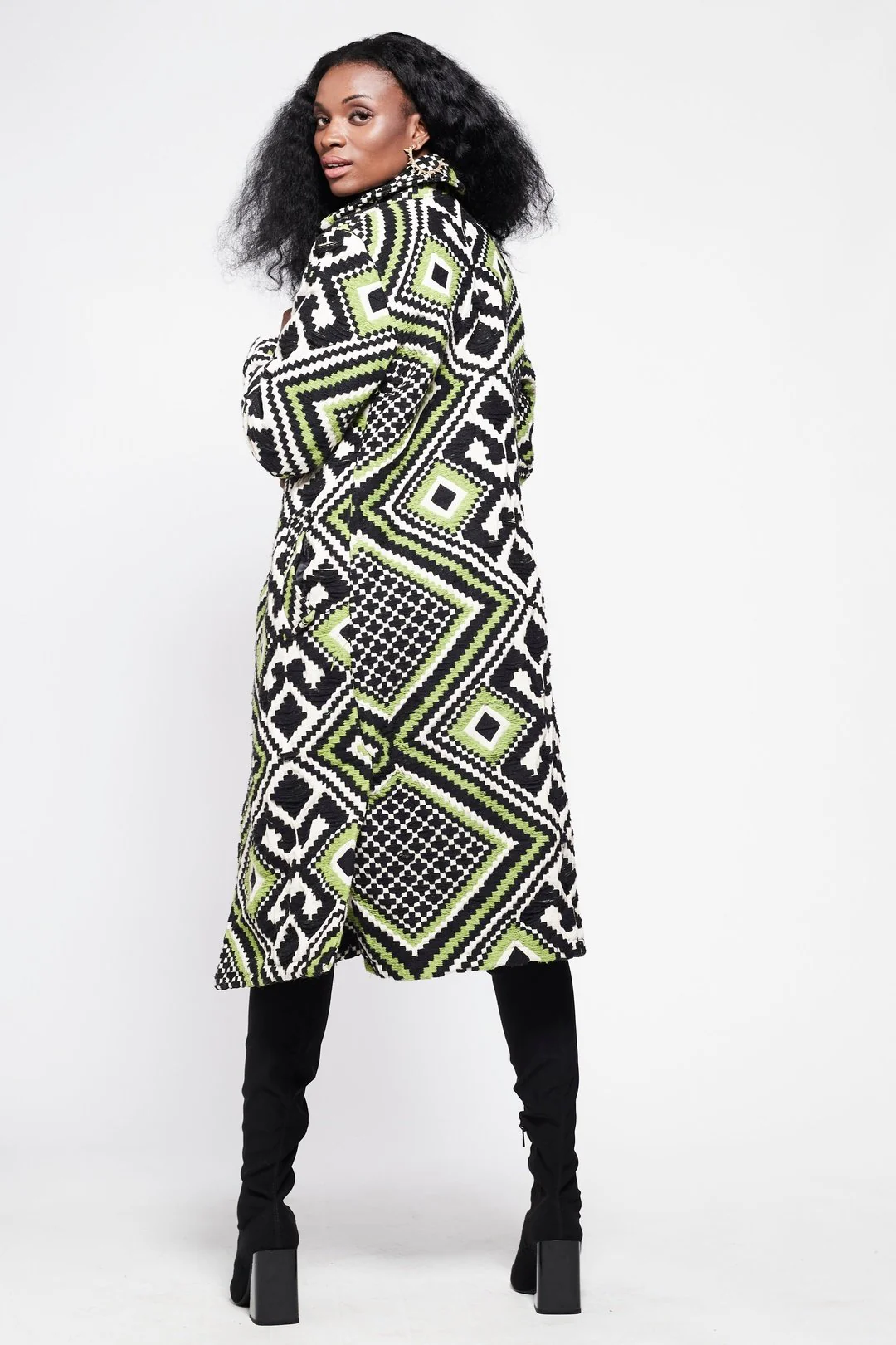 GREEN GEO Trench Jacket - Image 6