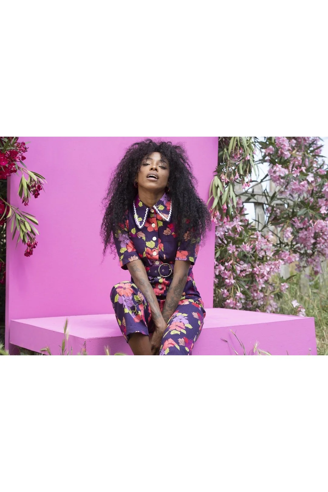 HEIDI Retro Jumpsuit - Purple Floral - Image 10