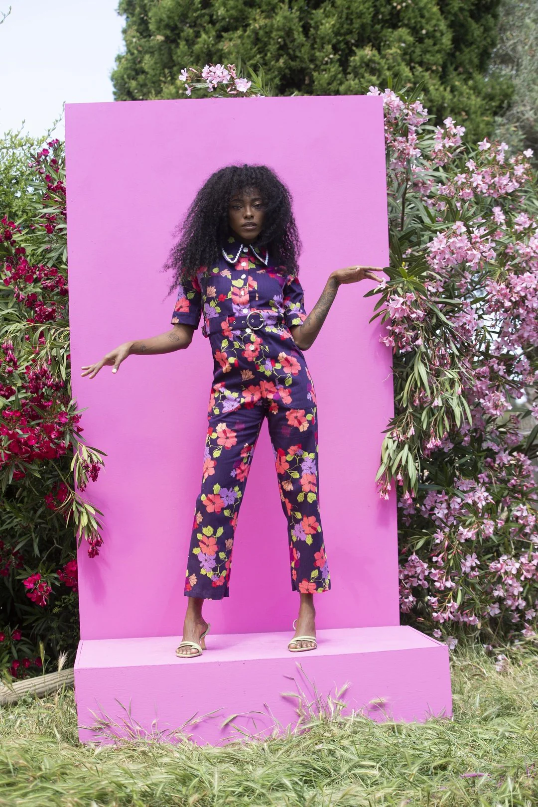 HEIDI Retro Jumpsuit - Purple Floral - Image 3