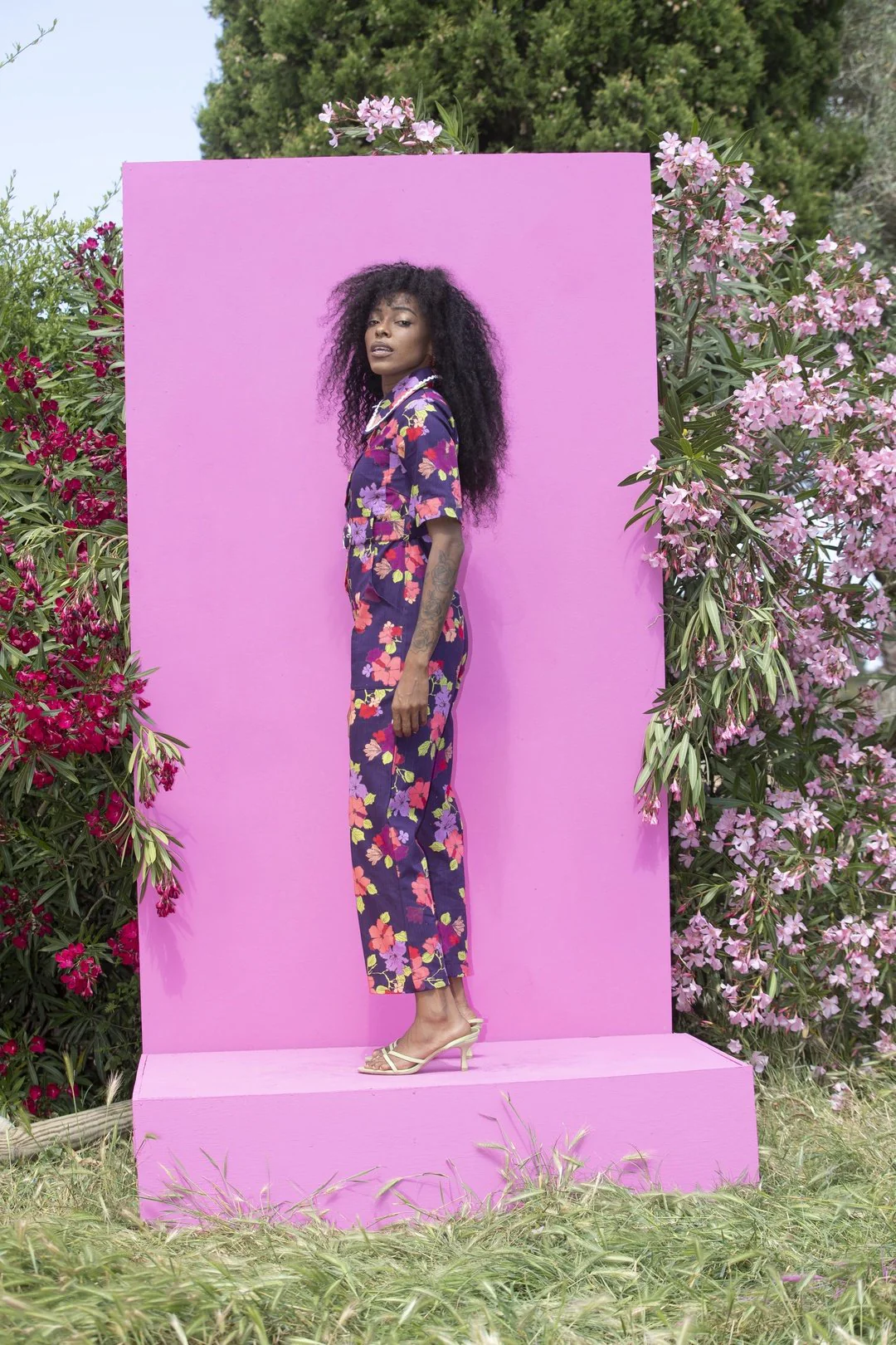 HEIDI Retro Jumpsuit - Purple Floral - Image 4