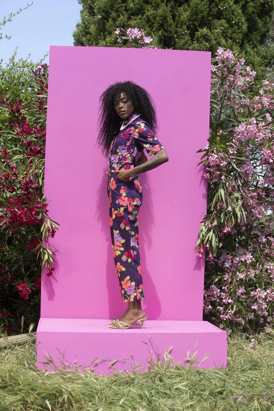 HEIDI Retro Jumpsuit - Purple Floral - Image 5