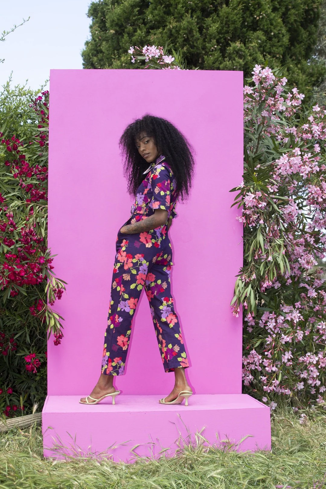 HEIDI Retro Jumpsuit - Purple Floral - Image 7