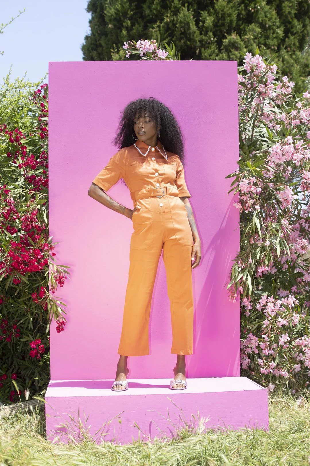 HEIDI Retro Jumpsuit - Tangerine - Image 3