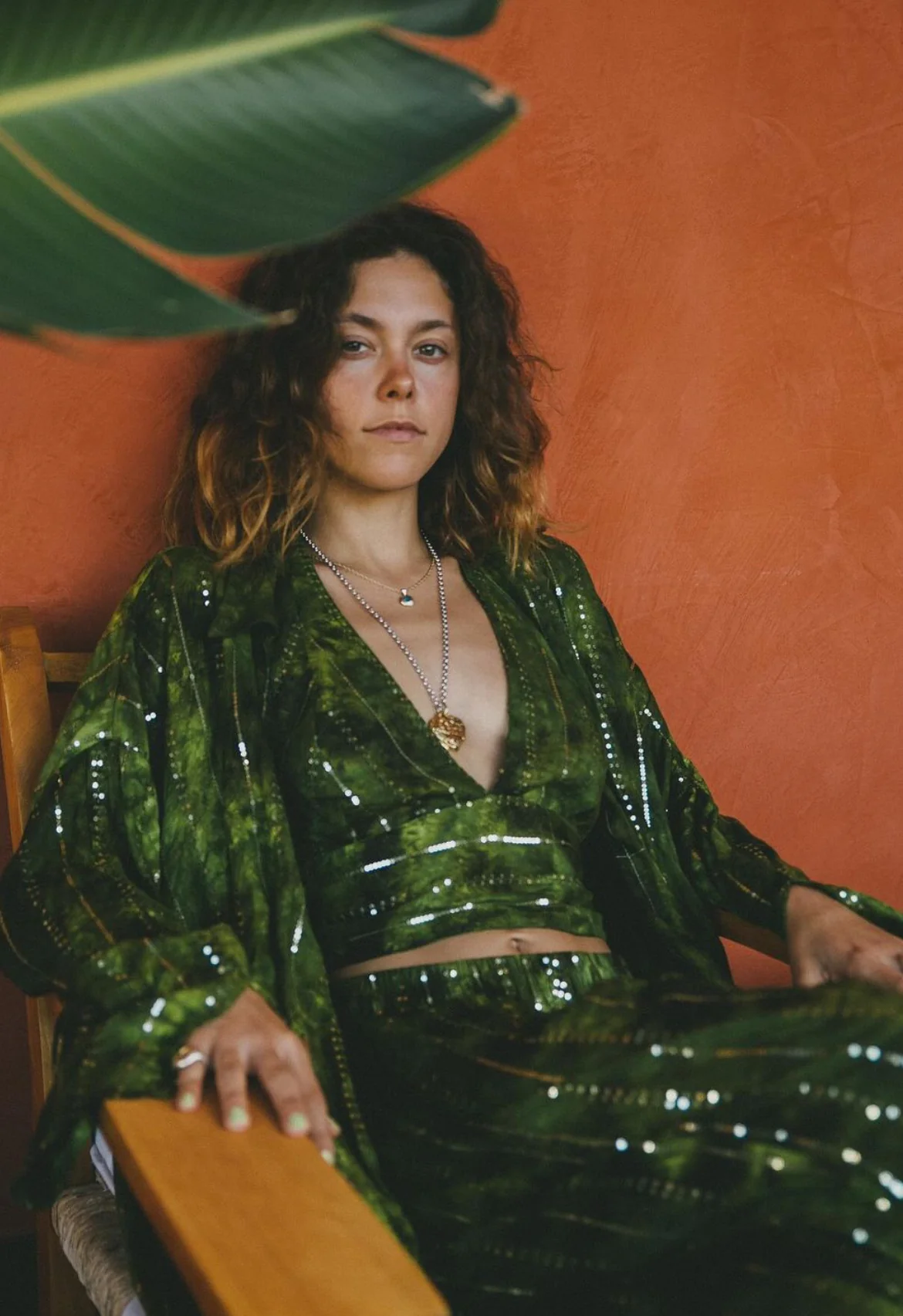 'Es Vedra' LOUNGE SET Crop Top - Green - Image 12