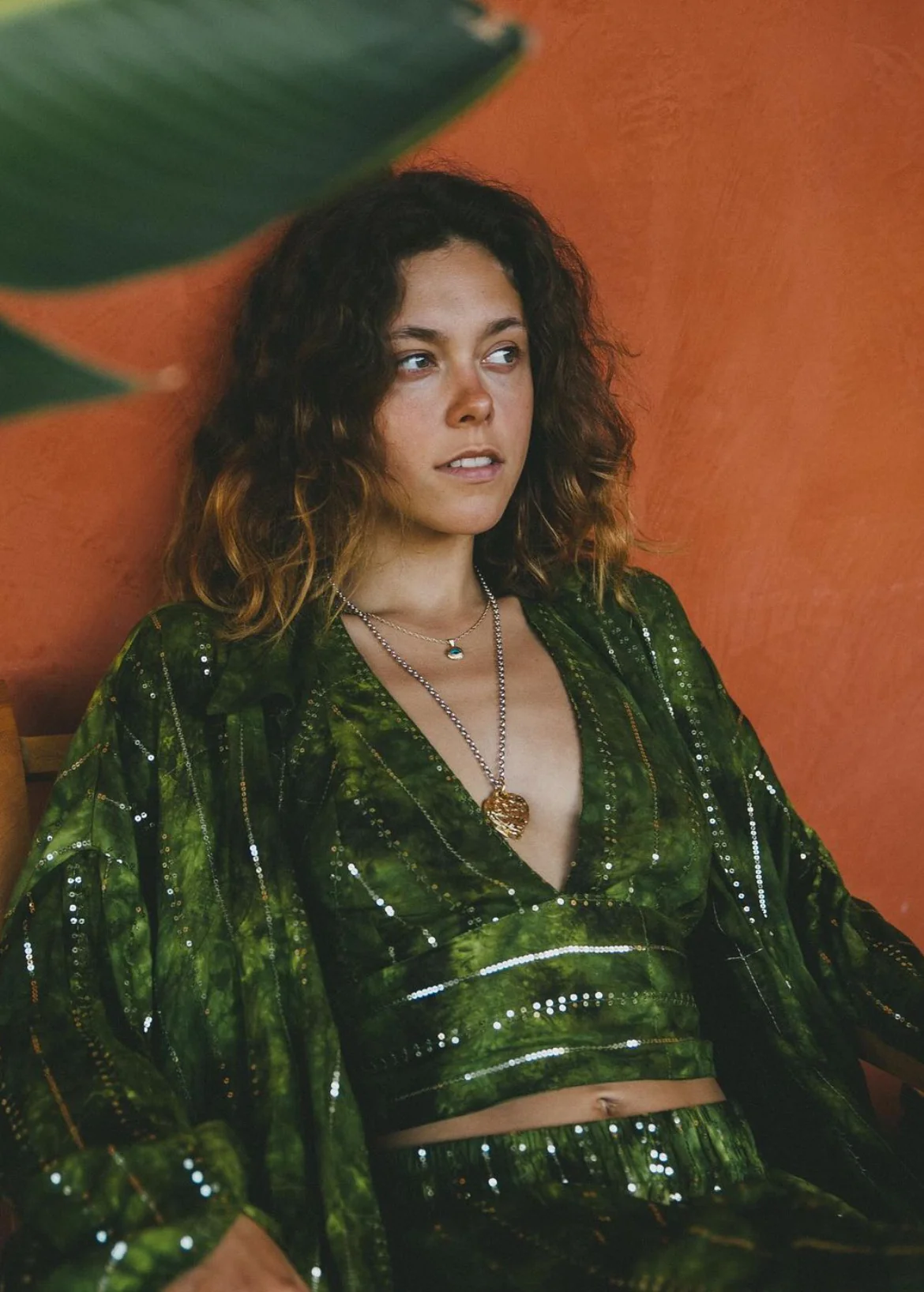 'Es Vedra' LOUNGE SET Crop Top - Green - Image 5