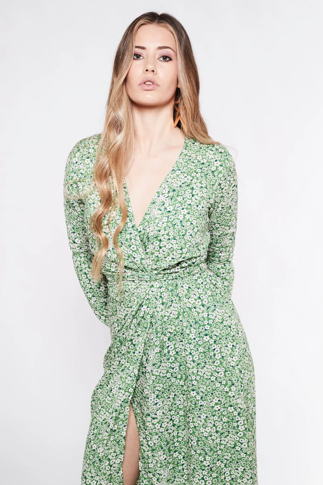 KALANI green floral wrap dress - Image 10