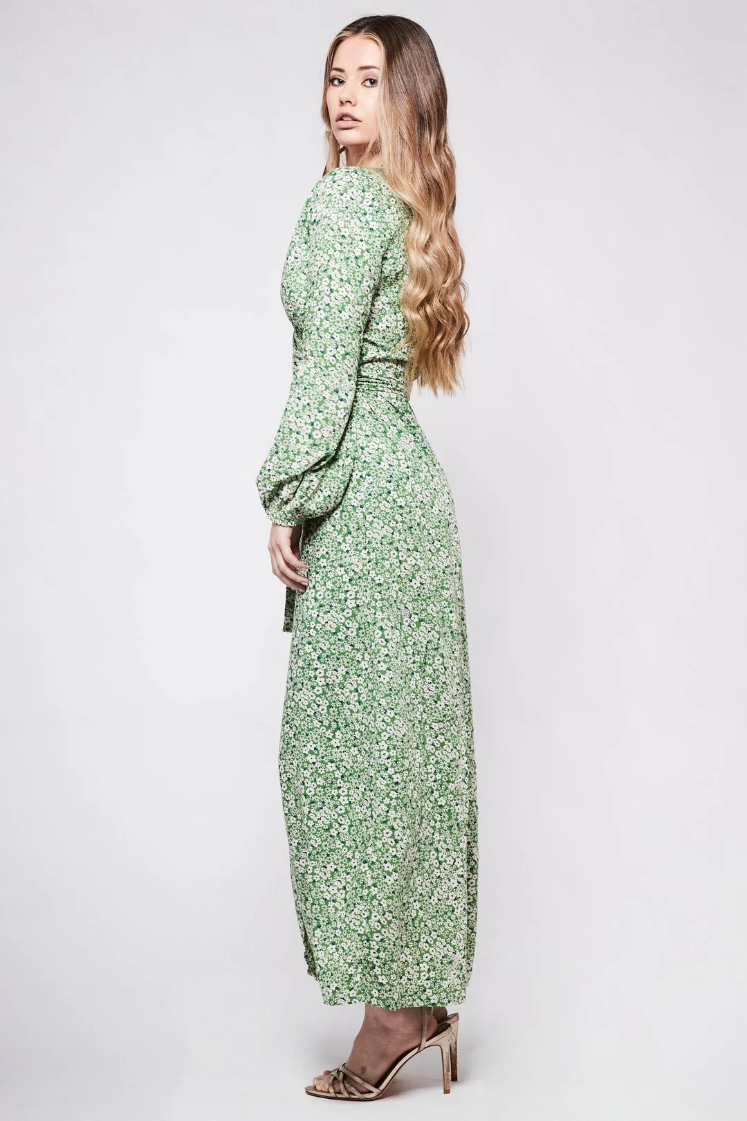 KALANI green floral wrap dress - Image 4