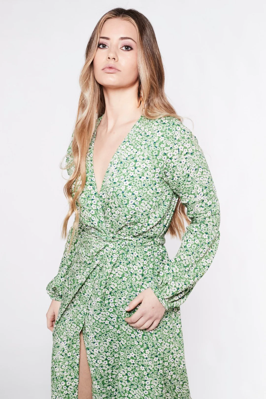 KALANI green floral wrap dress - Image 9