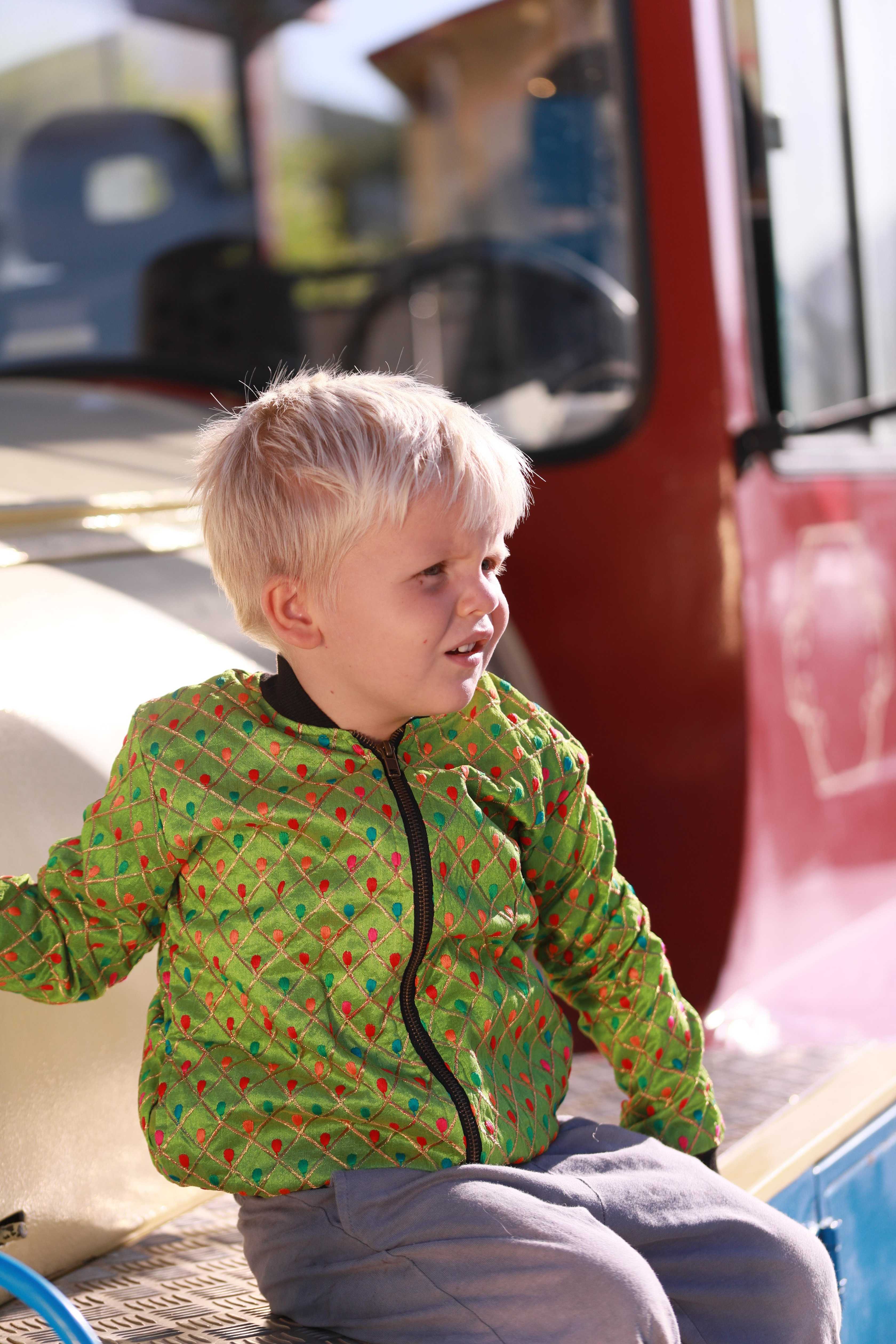 Kids Embroidered Bomber - Bright Green - Image 5
