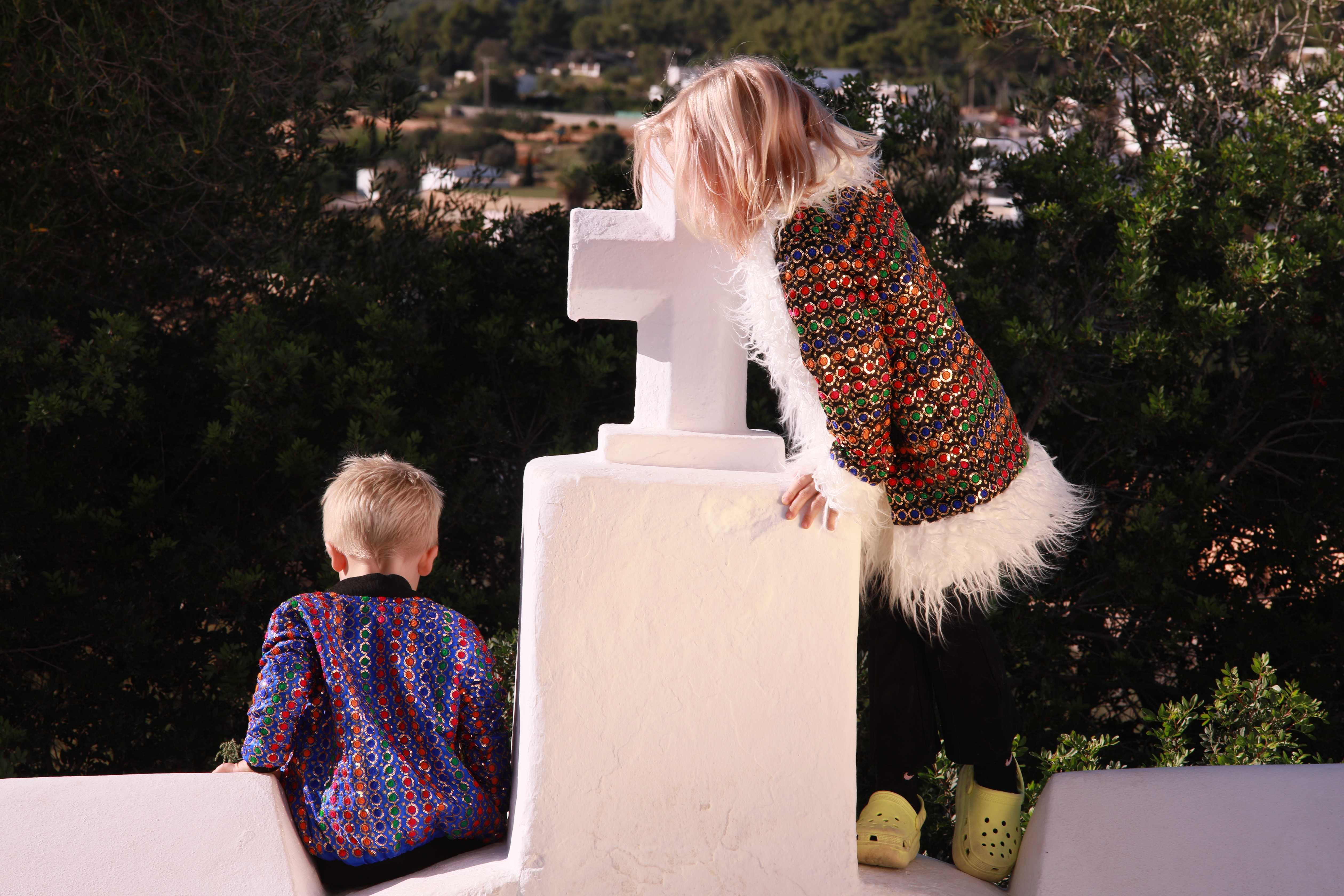 Kids Embroidered Bomber - Blue Sequin - Image 4