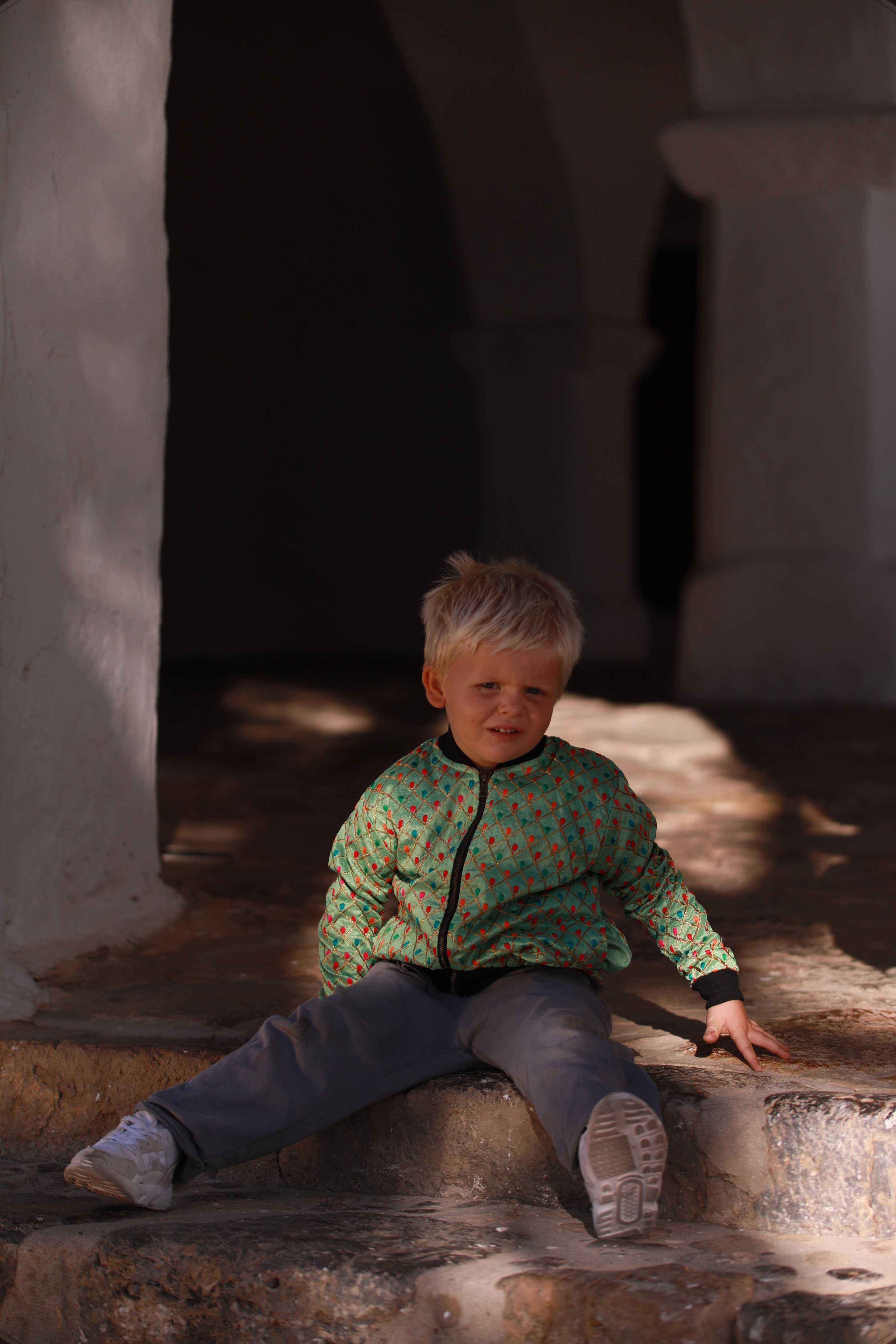 Kids Embroidered Bomber - Light Green - Image 2