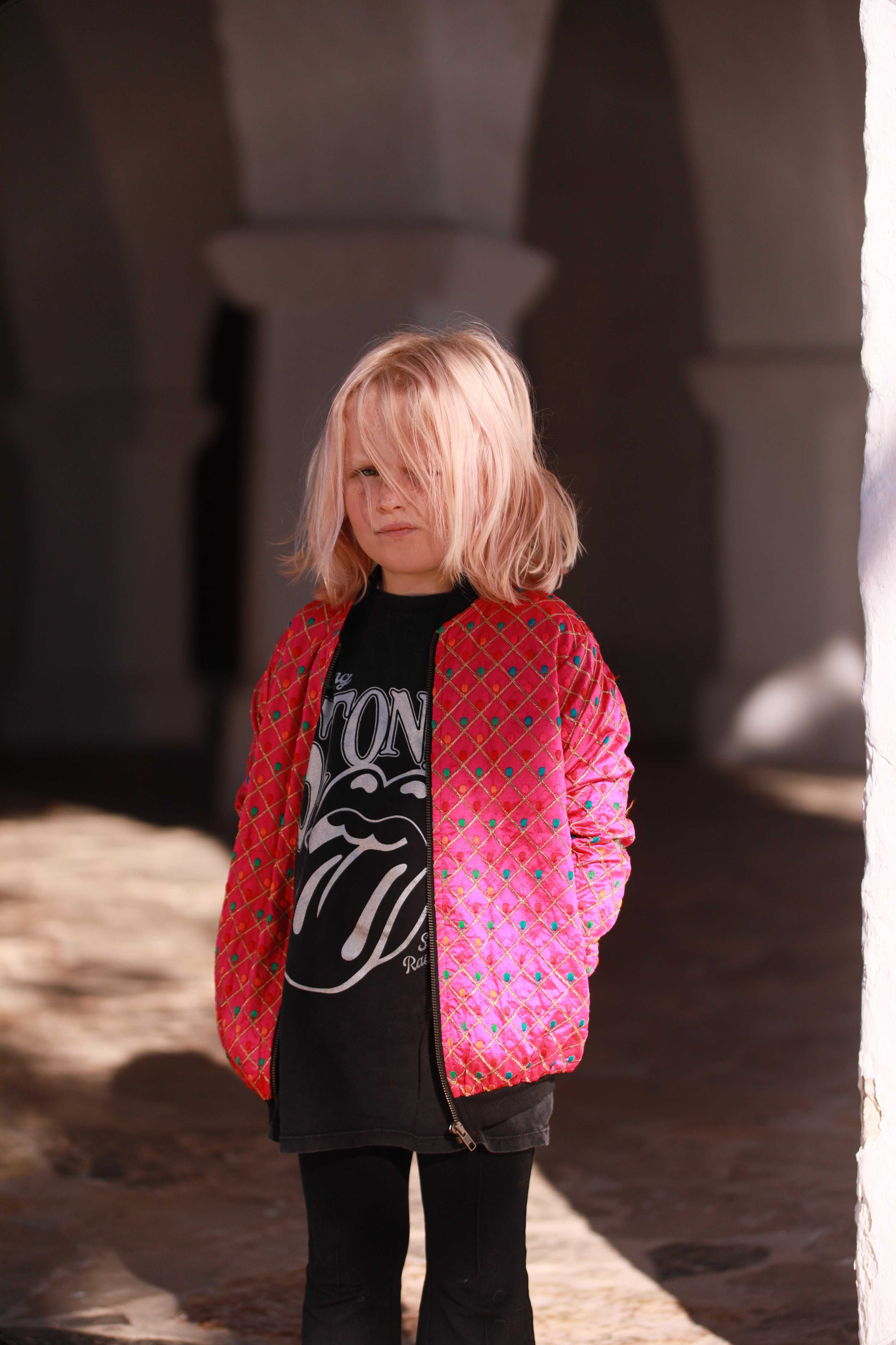 Kids Embroidered Bomber - Pink - Image 3