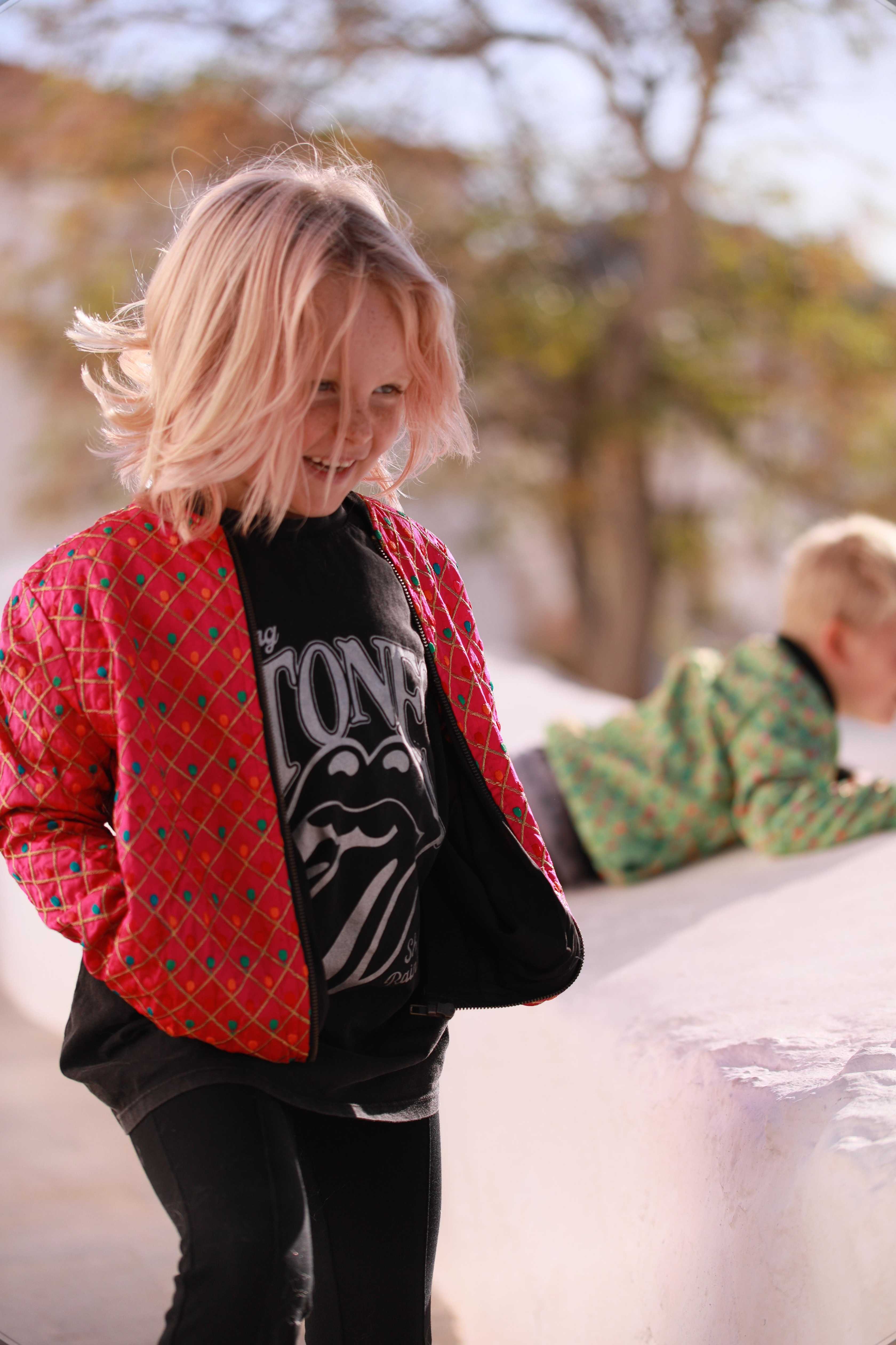 Kids Embroidered Bomber - Pink - Image 5