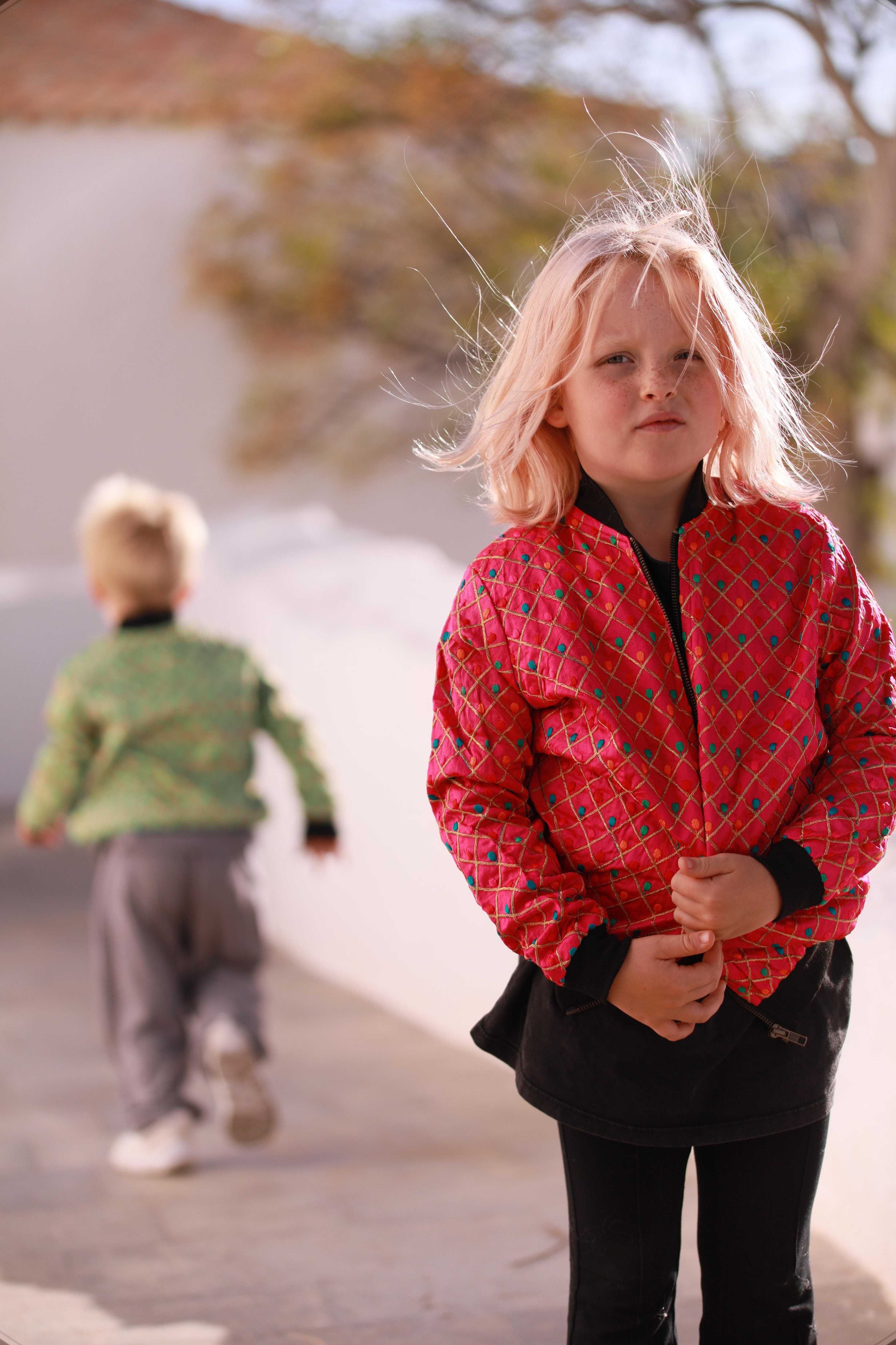 Kids Embroidered Bomber - Pink - Image 6