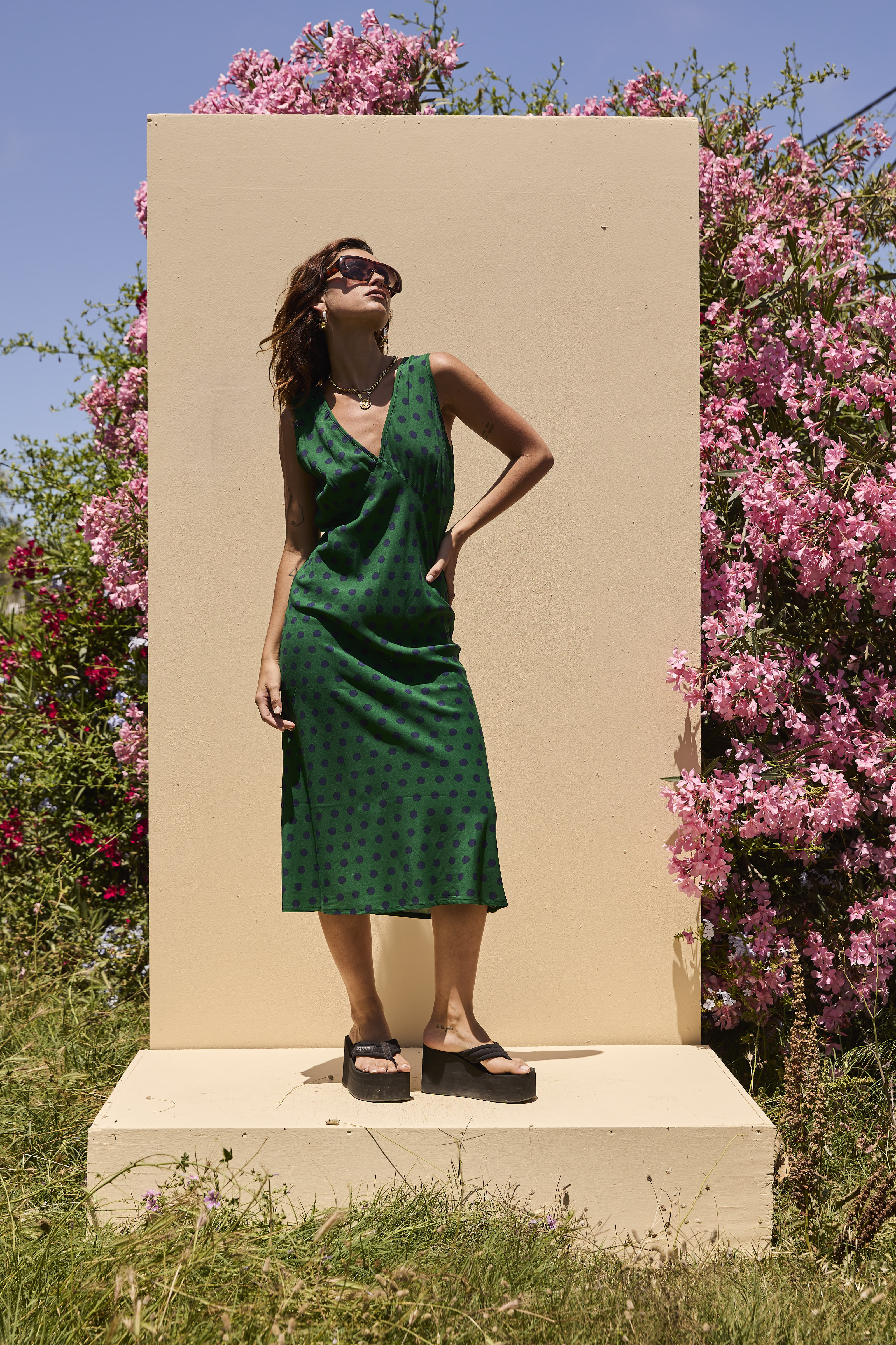 LOLA dress Green polka dot - Image 3