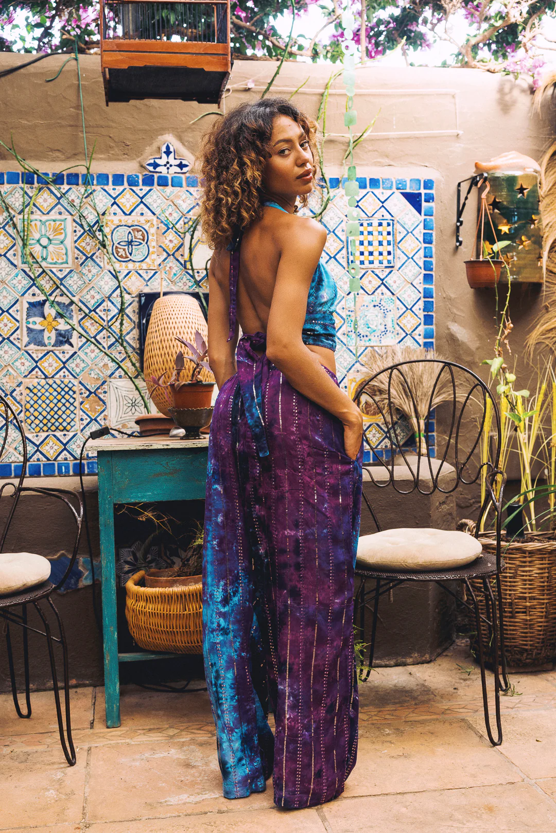 'Ses Salines' LOUNGE SET Crop Top - Blue/ Purple - Image 2