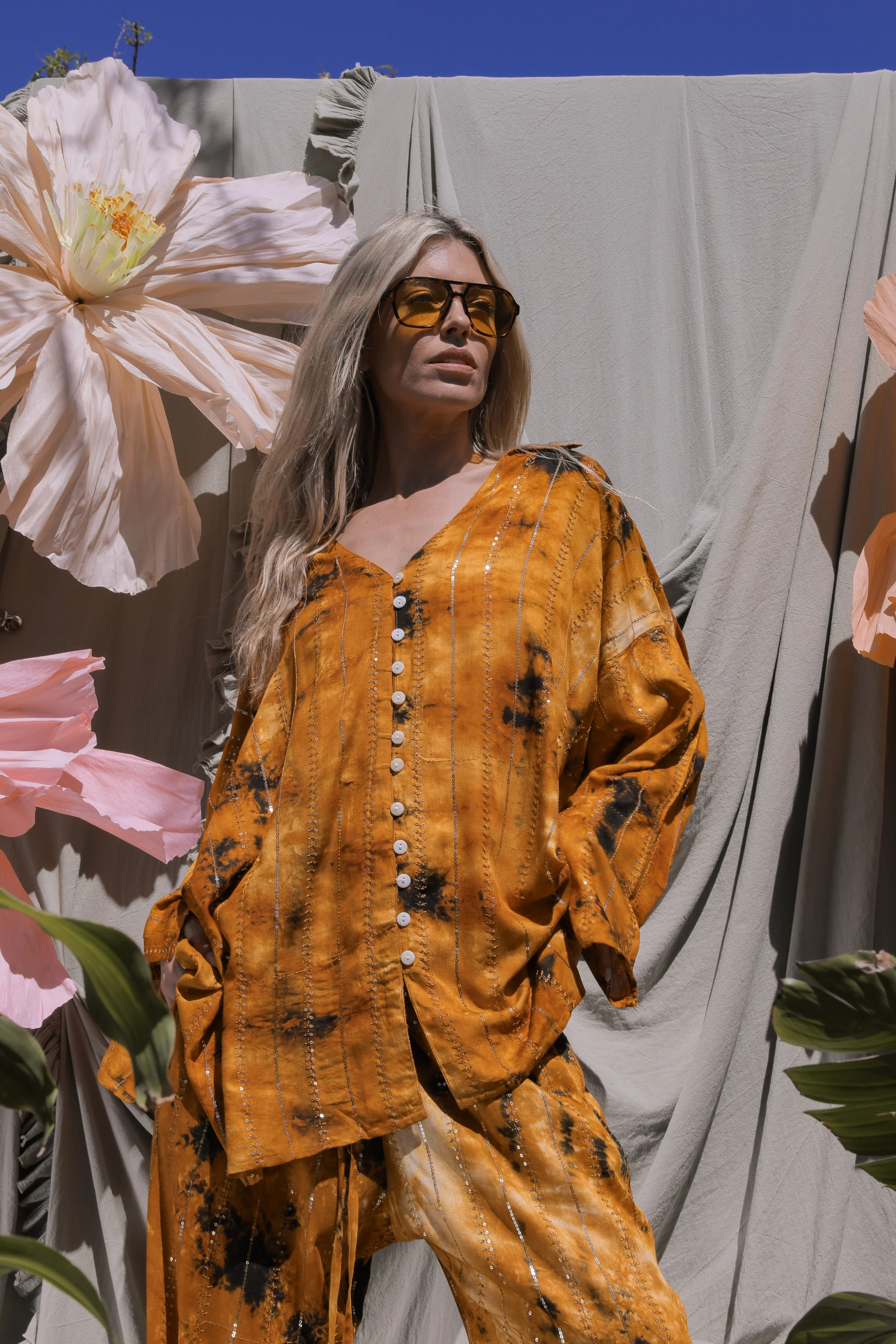 'Benirras' LOUNGE SET Shirt - Orange - Image 3