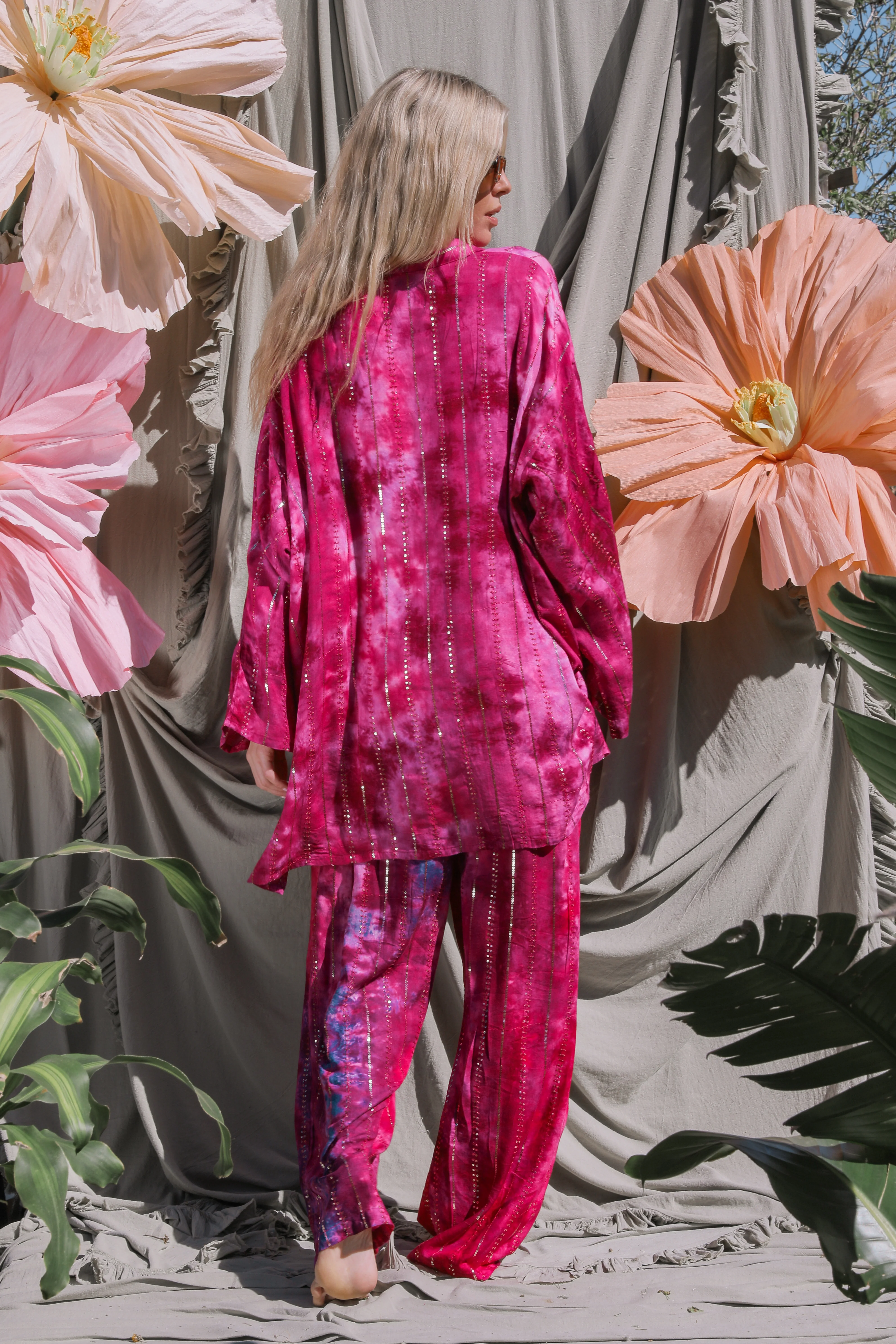 'Las Dalias' LOUNGE SET Shirt - Hot Pink - Image 4